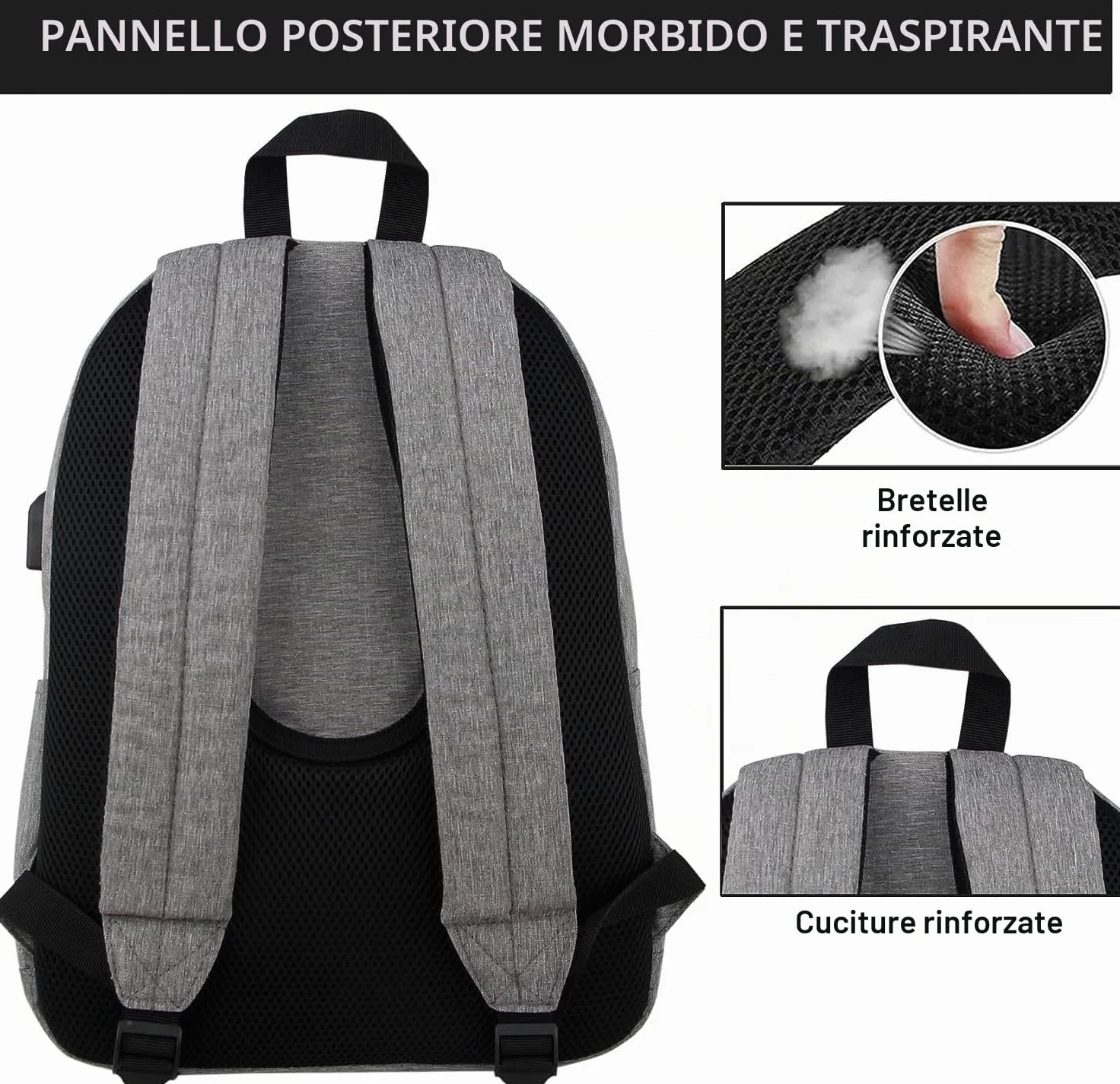 SUPACOOL Zaino leggero e casual con porta di ricarica USB per uomini e donne, borsa per libri di scuola per college, Big Size, laptop(Light Grey)