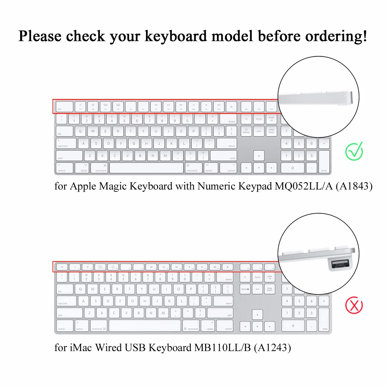 Custodia protettiva in silicone trasparente per Apple iMac Magic con tastierino numerico MQ052LL/A (A1843), ultra sottile per tastiera americana ed europea