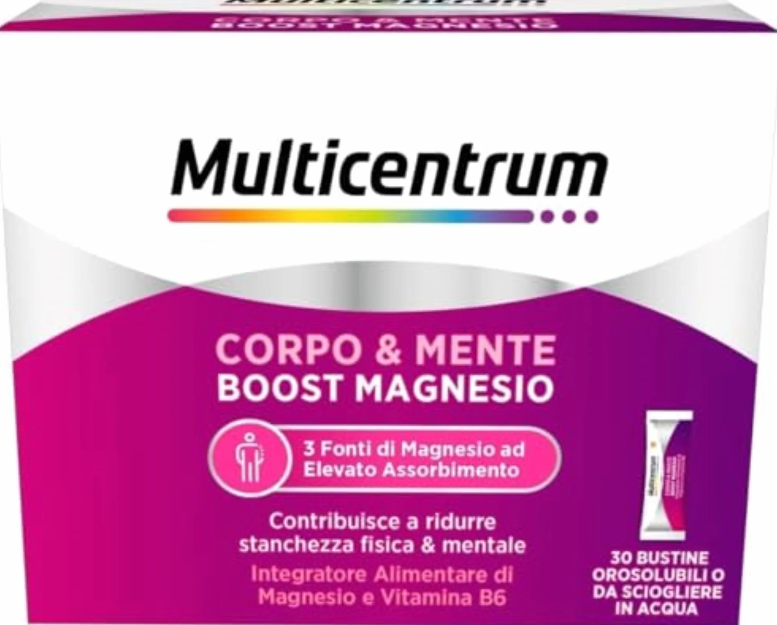 Multicentrum Corpo & Mente Boost Magnesio Integratore Alimentare adulti 30 bustine