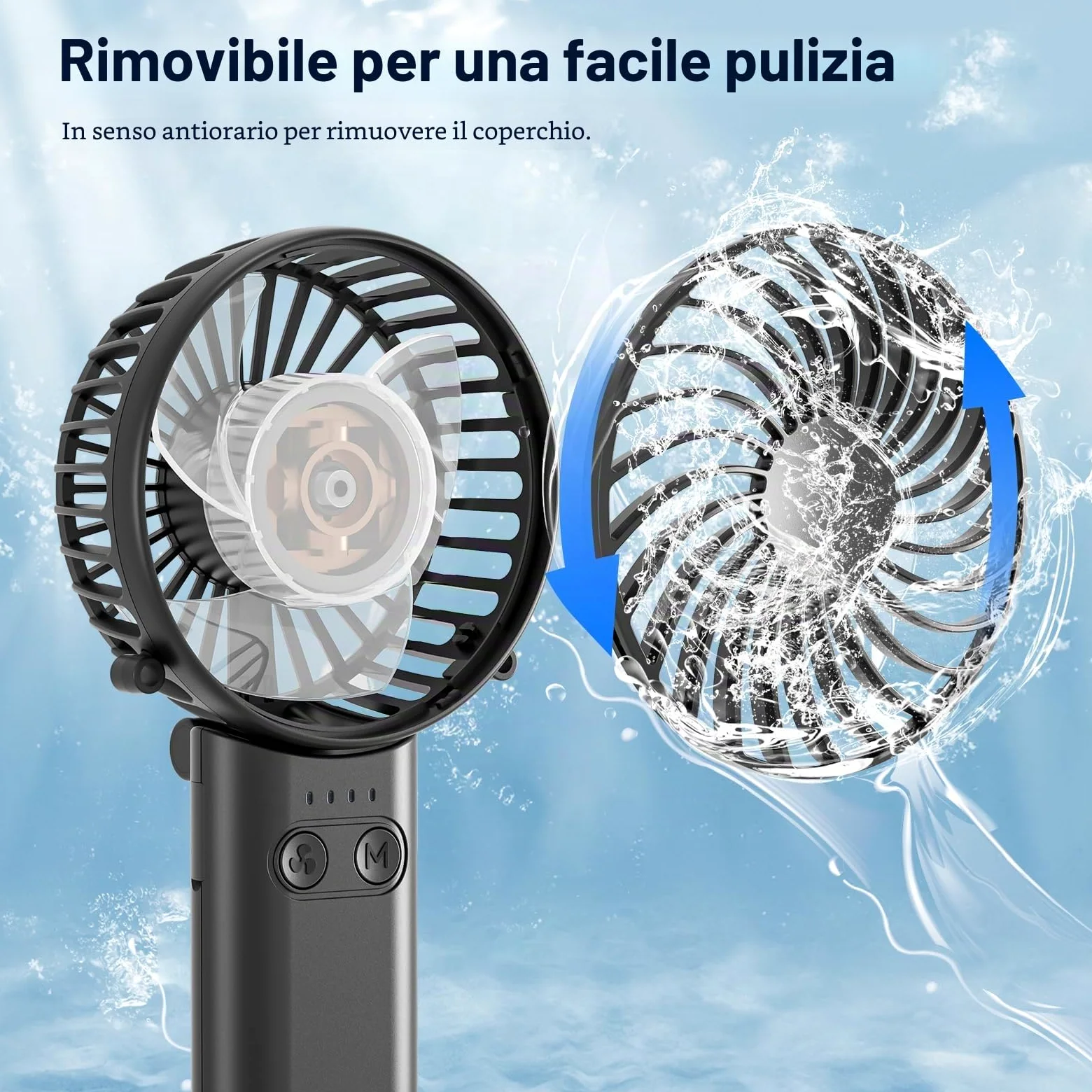 HandFan 5200mAh Mini Ventilatore Portatile con Power Bank, Ventilatore Personale Ricaricabile USB, Potente Ventilatore Piccolo, Ventilatore a Batteria, per Viaggi Concerti Disney Nero
