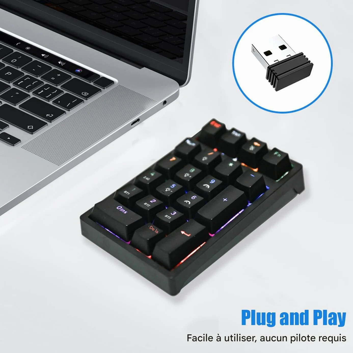 Tastierino Numerico Senza Fili Tastiera Meccanica USB e Compatta | Tastierino da 21 Tasti Portatile e Mini per Laptop, Desktop, Computer e