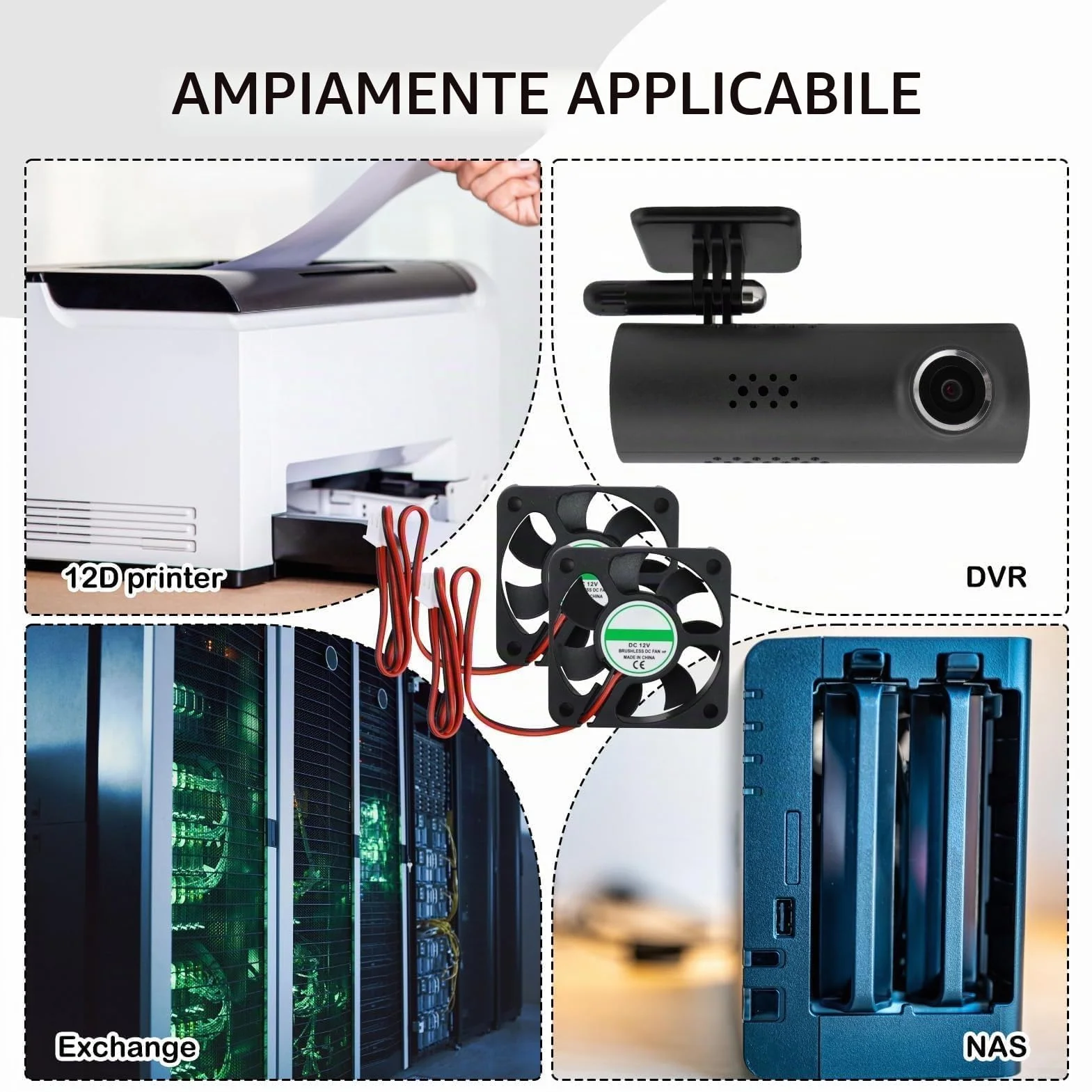 Ventola di Raffreddamento 12V DC 50x50x10mm Brushless 2 Pin 5010 Silenziosa per Stampante 3D
