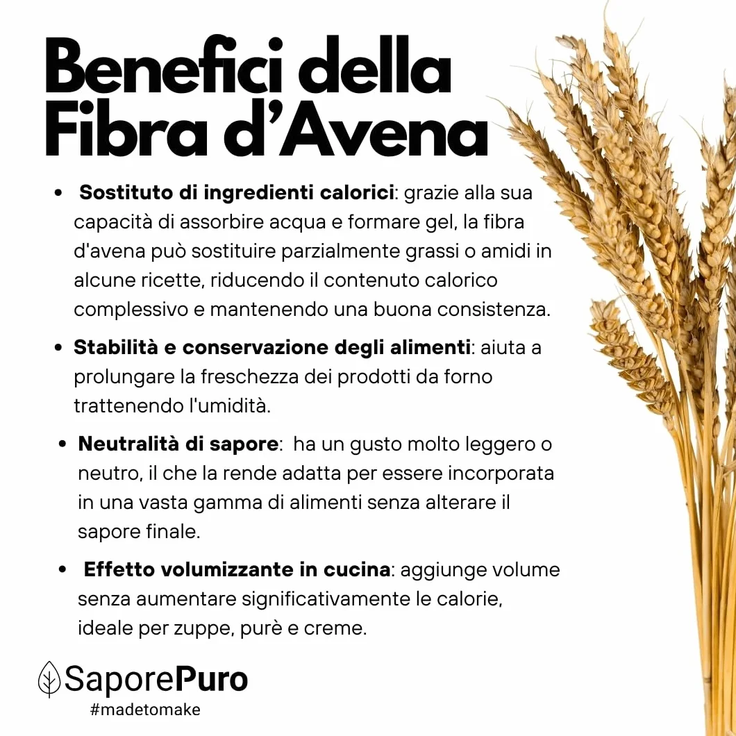 SaporePuro Fibra di Avena in polvere 1 kg - Fonte Naturale di Fibre