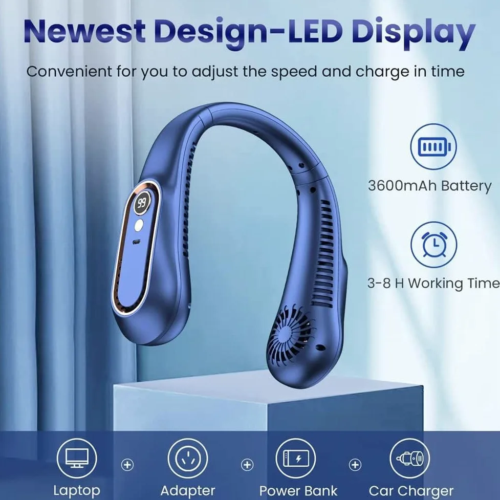 ZUMAHA Ventilatore Portatile Ventilatore da Collo Ricaricabile USB, Mini Ventilatore Portatile a 5 impostazioni di velocità, Ventola di Raffreddamento Senza Lama per Ufficio/casa/all'aperto Multiuso