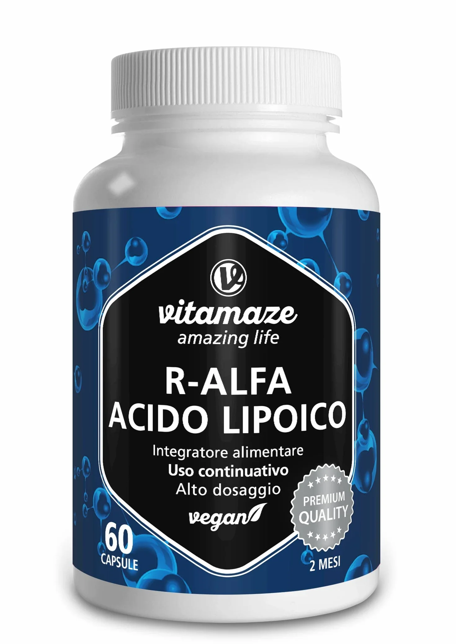 Acido Alfa Lipoico Capsule 200 mg 60 Capsule Antiossidanti Integratore Alimentare Vegan