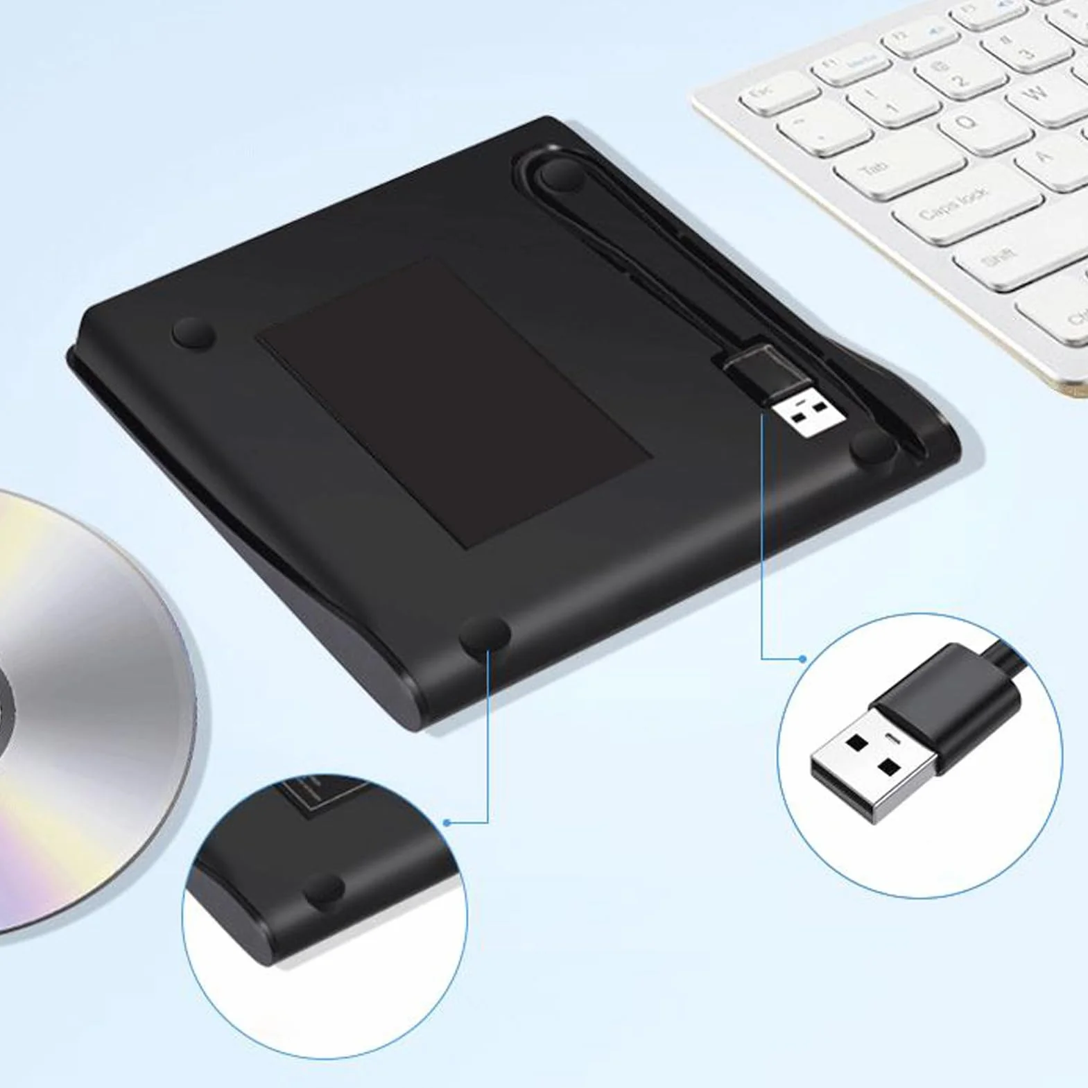 Slim USB Disc Burner - External Laptop Optical Drive, Rewriter C D D VD Reader, Portable Data Storage Device | Backup Solution, Media Archiving, File Management, Entertainment Use, Office Tasks, Home