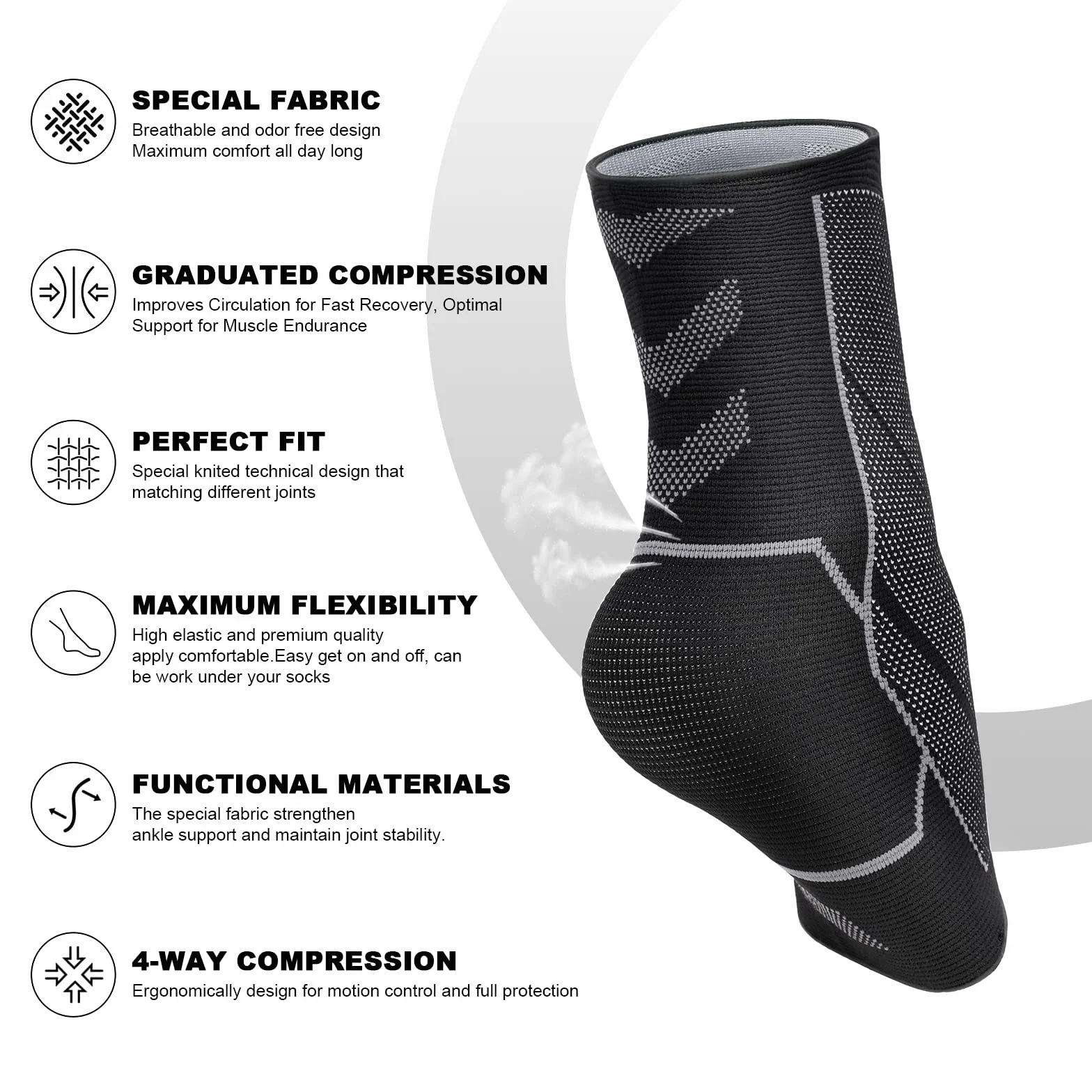 ACWOO Supporto per Caviglia Elastico 2 Pezzi Traspirante Tutore Sportivo Protezione Caviglia (M)