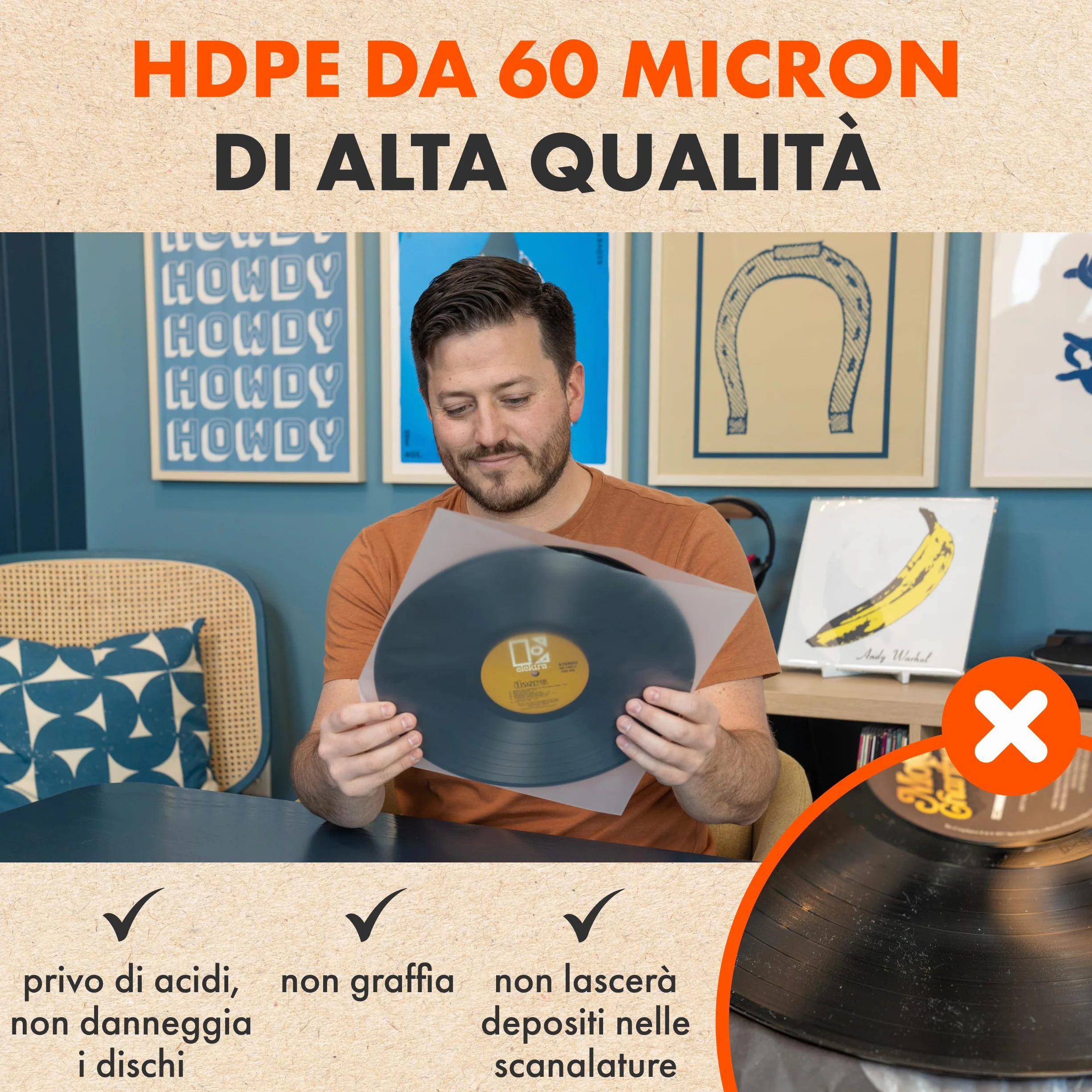 50x Buste Interne Antistatiche per Vinili 33 Giri | Spincare Quadraphonic Custodia HDPE Premium | Buste Protettive per LP Antistatiche Alta Qualità | Inner Sleeves Vinyl per Dischi 33 Giri