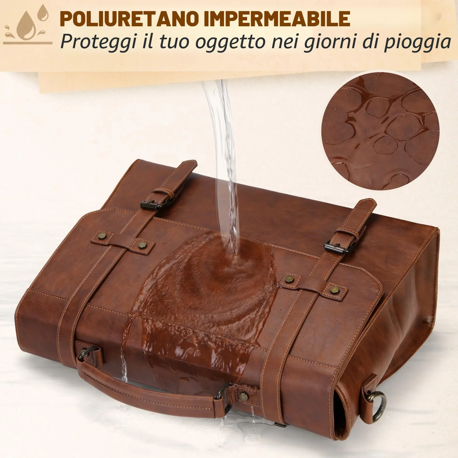 RAINSMORE Borsa Porta PC 17.3 Pollici Borsa Lavoro Uomo Pelle PU Borsa Computer Impermeabile Borsa Tracolla Valigetta Documenti Uomo