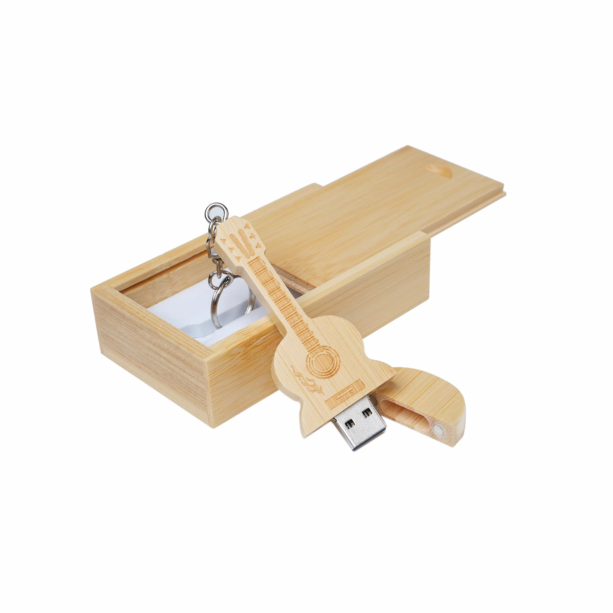 Chiavetta USB in legno di acero a forma di chitarra in scatola di legno Bamboo wood 2.0/8GB