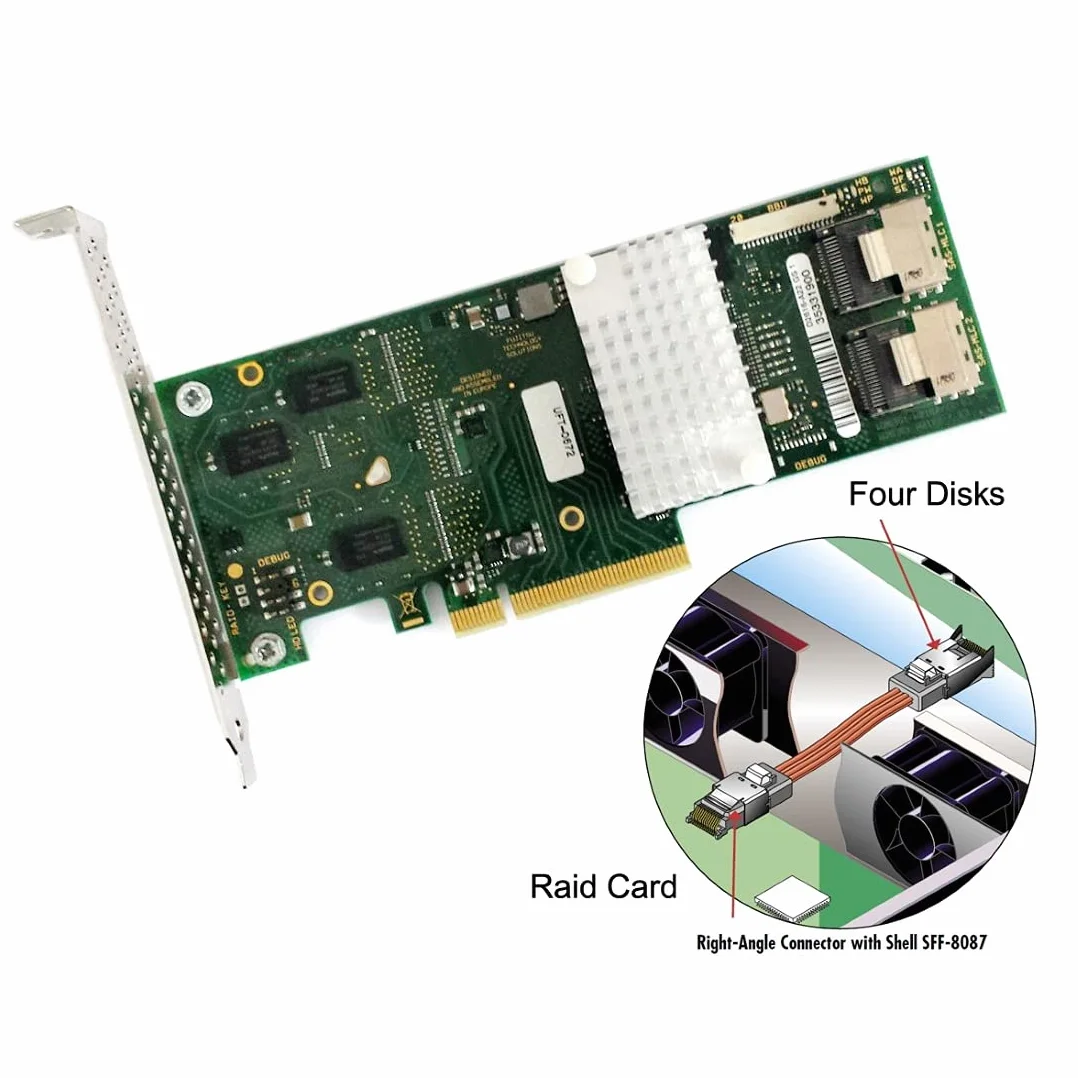 ChenYang CY Scheda Controller PCI-E 2.0 X8 con Staffa PCI-E a D2616-A12 LSI 9261-8i SATA/SAS Raid 6Gbs 512MB Cache SFF-8087 6Gb RAID0.1.5.6
