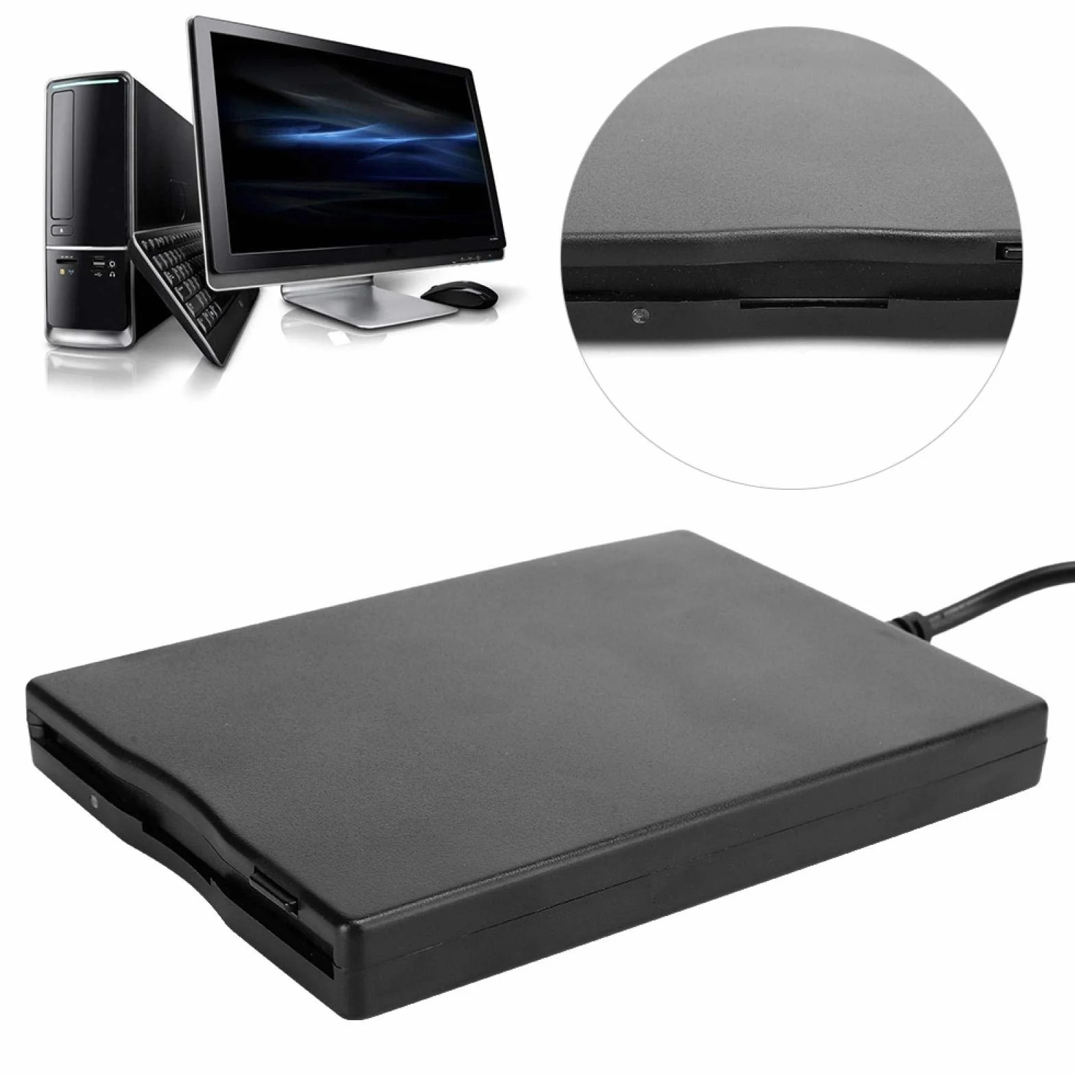 Lettore Floppy Esterno USB FDD 3,5 Pollice, Lettore di Schede Portatile Floppy Disk Esterno Ultrasottile, Unità Floppy Esterno Plug and Play per Windows 10/7/Vista/Windows 8/Xp/Me/2000/Se/98
