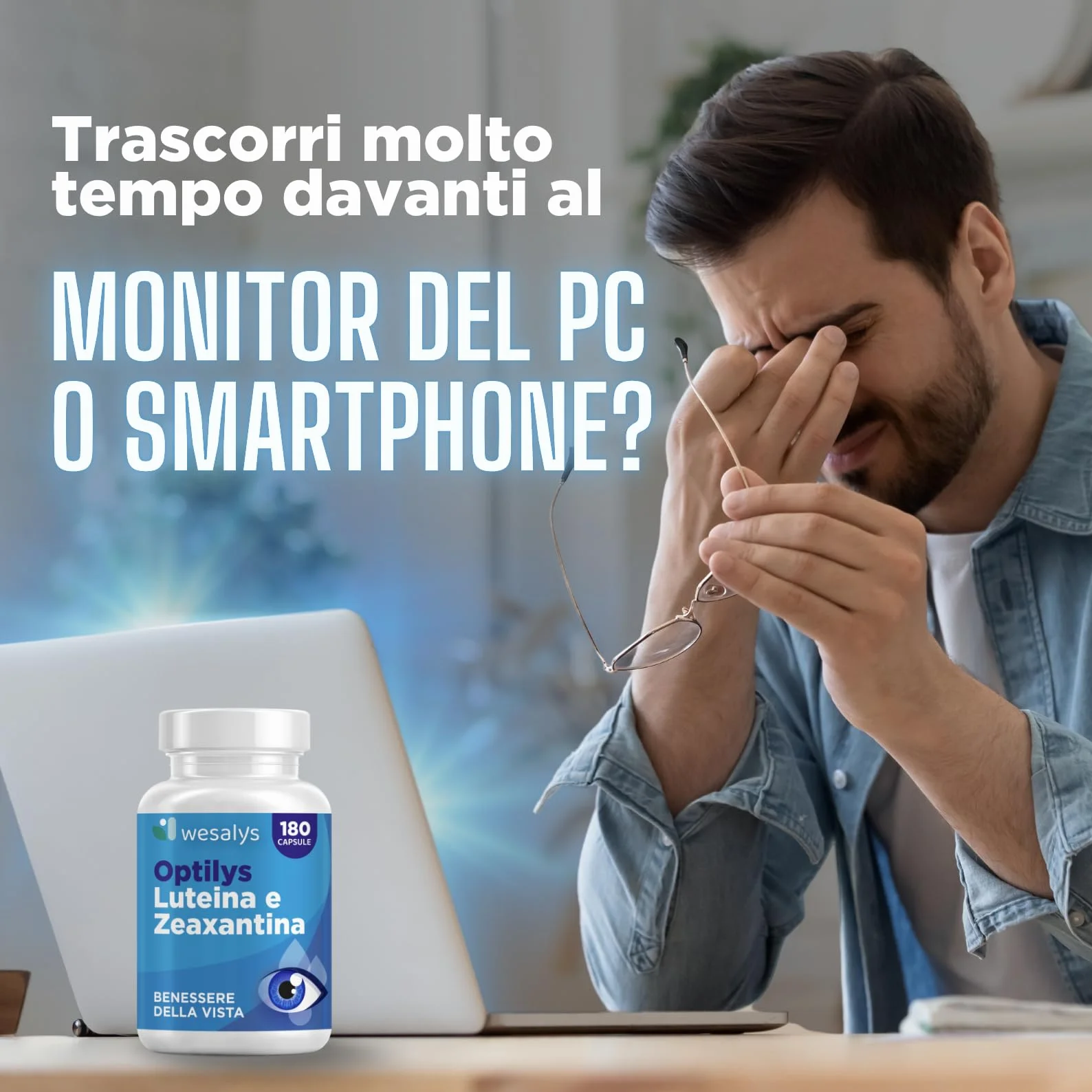 Integratore Occhi con Luteina e Zeaxantina Alto Dosaggio 180 capsule Optilys
