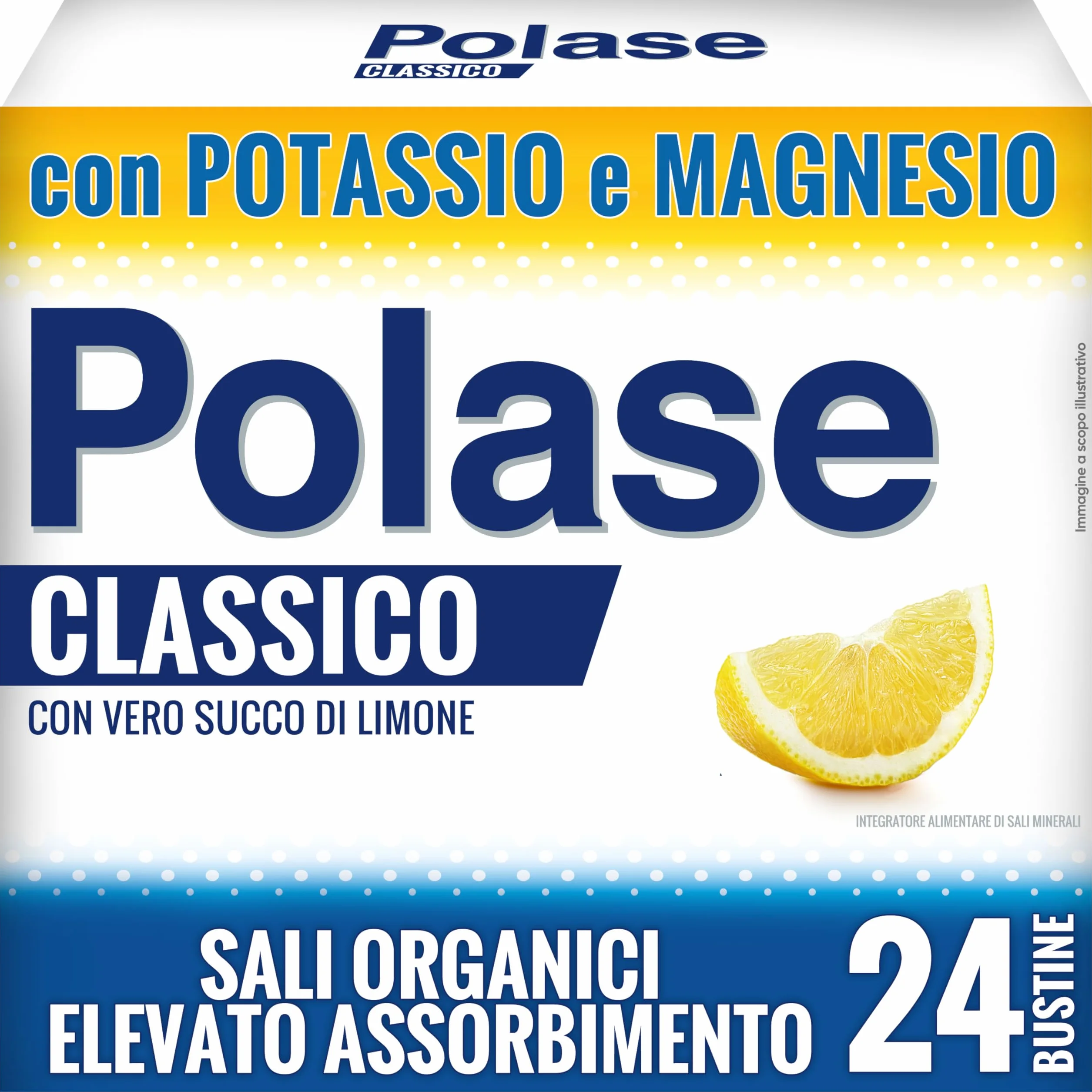 Polase Classico Magnesio e Potassio Integratore Alimentare Stanchezza Fisica Sali Minerali Gusto Limone 24 Bustine