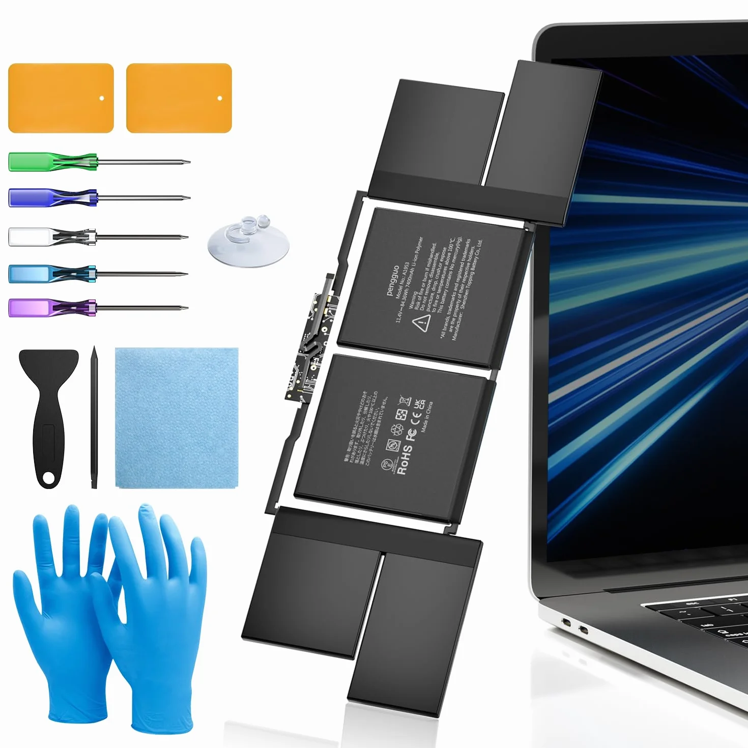 Batteria per MacBook Pro 15 pollici A1990 (metà 2018 2019), batteria sostitutiva per laptop modello A1953 batteria EMC 3215 3359 7400 mAh (versioni 6.2 AGGIORNATE)