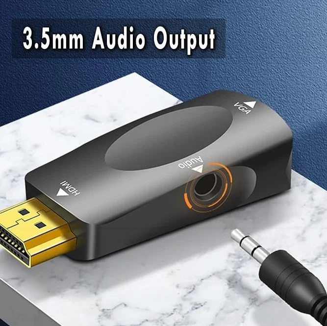 Adattatore HDMI a VGA Adattatore da HDMI Maschio a vga Femmina Unidirezionale HDMI Computer a VGA Monitor con porta audio da 3,5mm per Computer Desktop Laptop PC Monitor Notebook