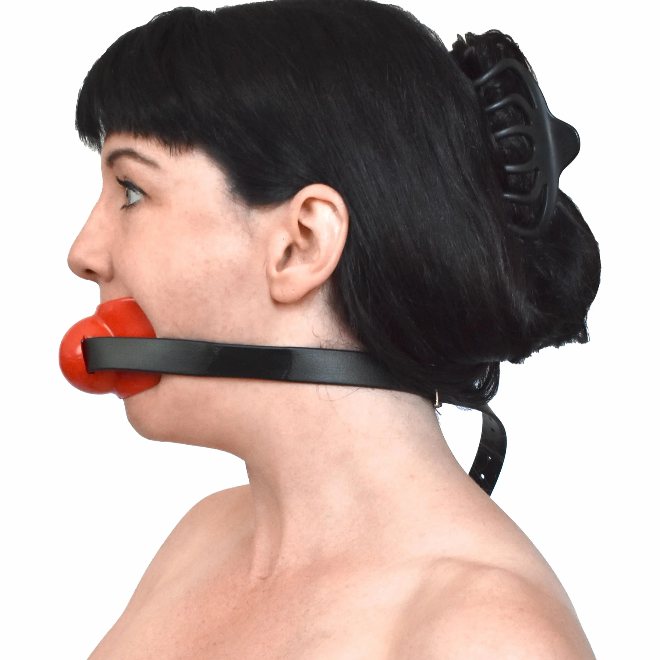 Bavaglio in silicone SM BDSM con fissaggio della lingua