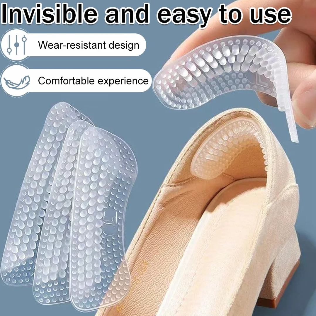 Proteggi Tallone per Scarpe in Silicone, Cuscinetti Autoadesivi, 4 Paia, Lavabili e Riutilizzabili
