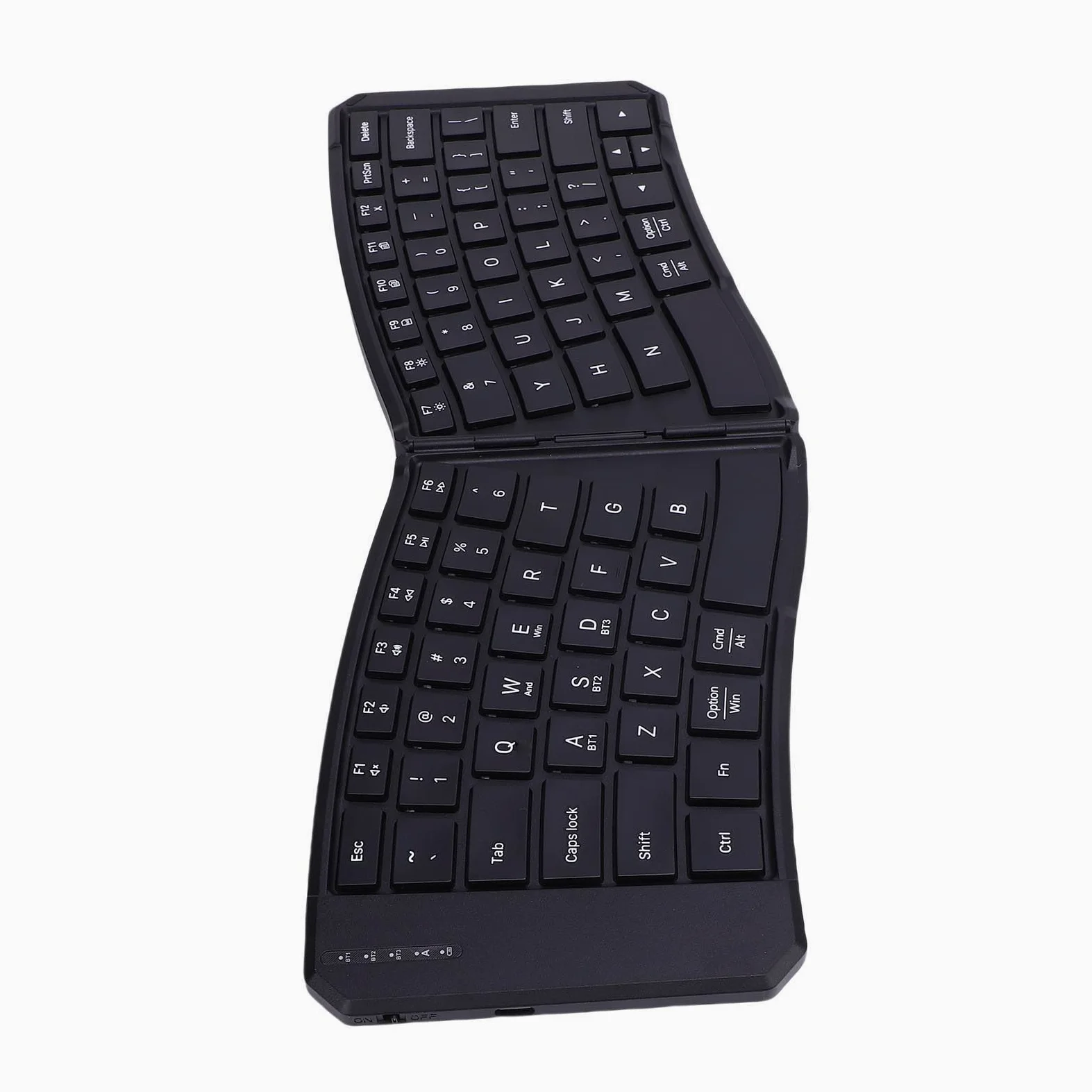 GOWENIC Tastiera pieghevole ergonomica a 80 tasti, tastiera pieghevole portatile a forma di V wireless divisa ricaricabile ultra sottile 140 mAh compatibile con più sistemi operativi
