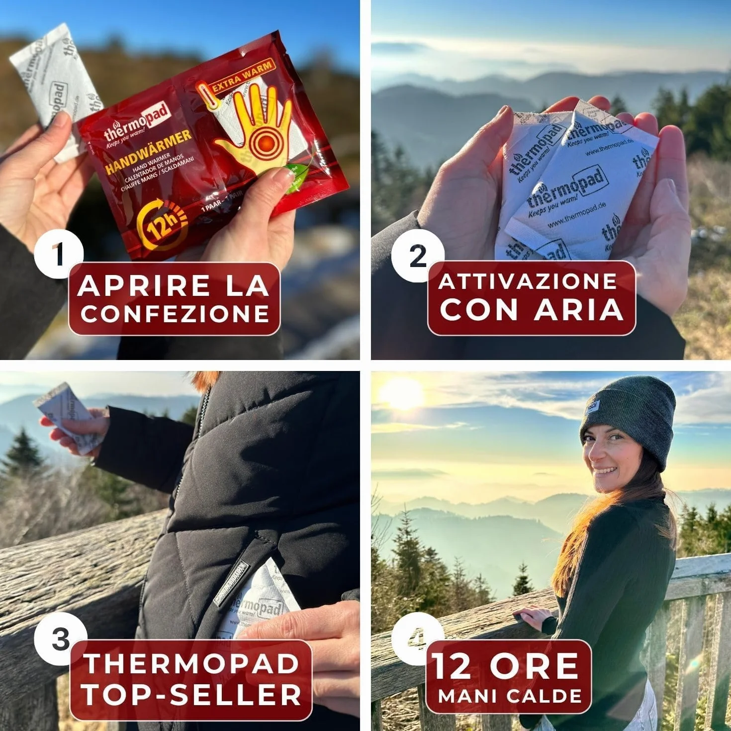 THERMOPAD scaldamani 5 paia mani caldi 12 ore attivati a contatto con l'aria cuscinetto termico impacco caldo