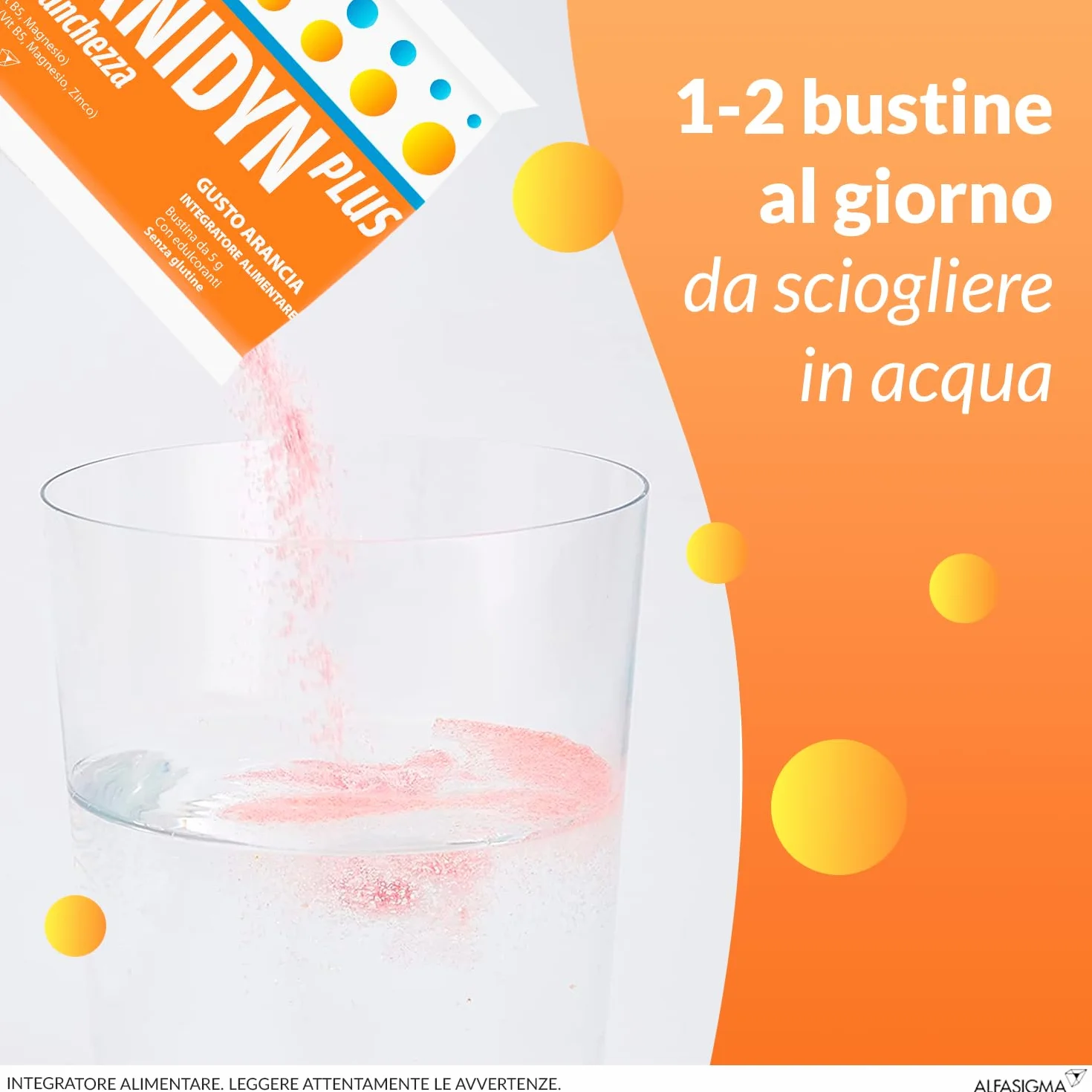 Carnidyn Plus Integratore Alimentare per Stanchezza Fisica e Mentale 20 Bustine 5g Gusto Arancia