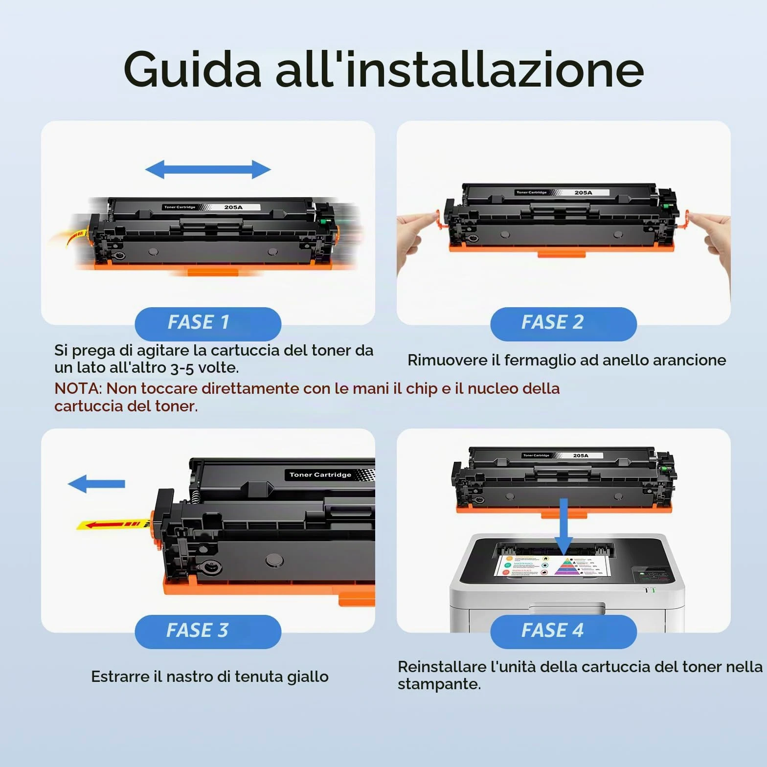colorfly 205A Toner compatibile con HP 205A CF530A CF531A CF532A CF533A per HP MFP M181fw Toner per Color Laserjet Pro MFP M180n M181FW M180NW M180FW M181N M154A, 4 Pezzi.