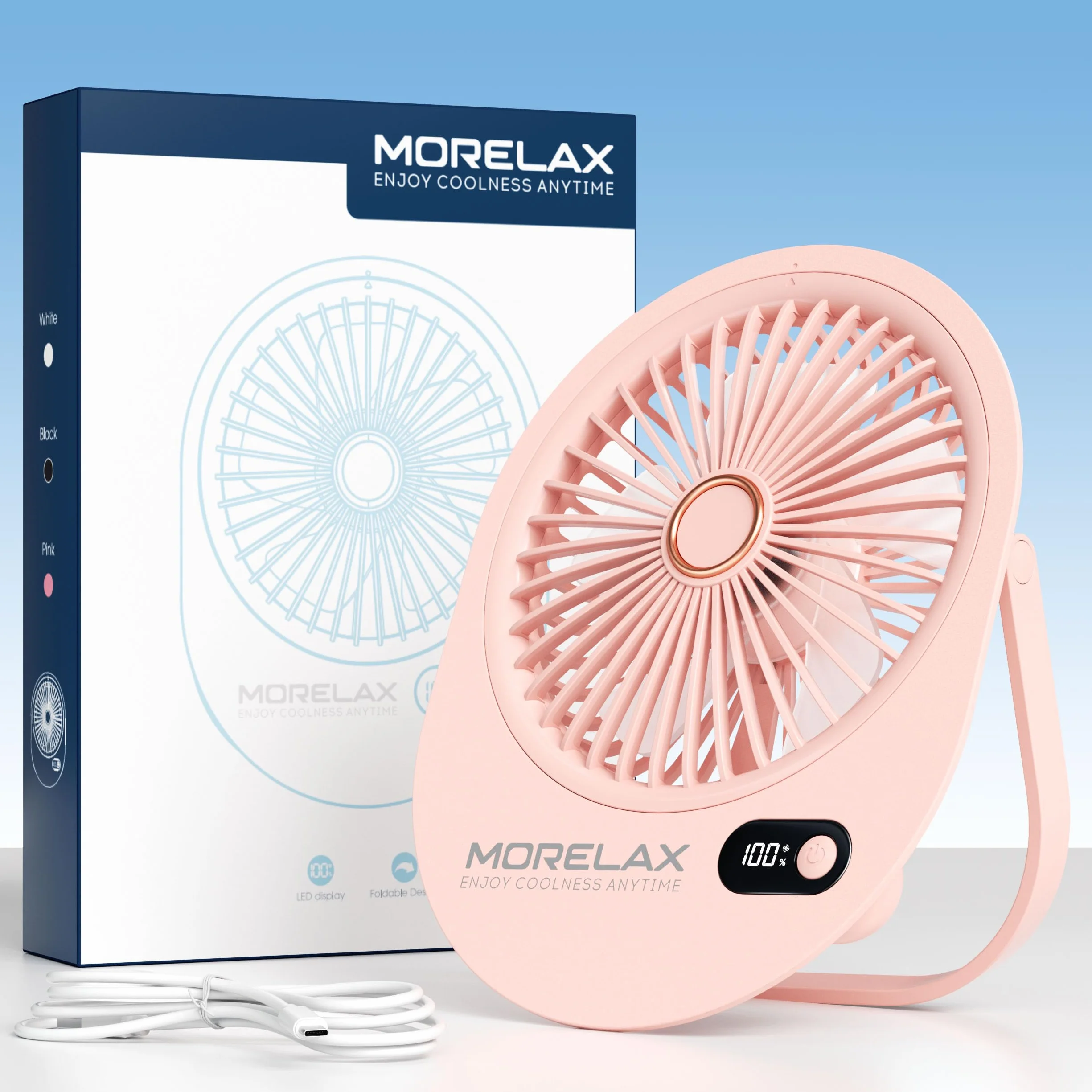Mini Ventilatore da Tavolo, Portatile USB Ventilatore da Scrivania Silenzioso con 6 Potenti Velocità,Ricaricabile Ventilatore ad Angolo Regolabile,Piccolo Ventilatore per Ufficio/Campeggio (Rosa)