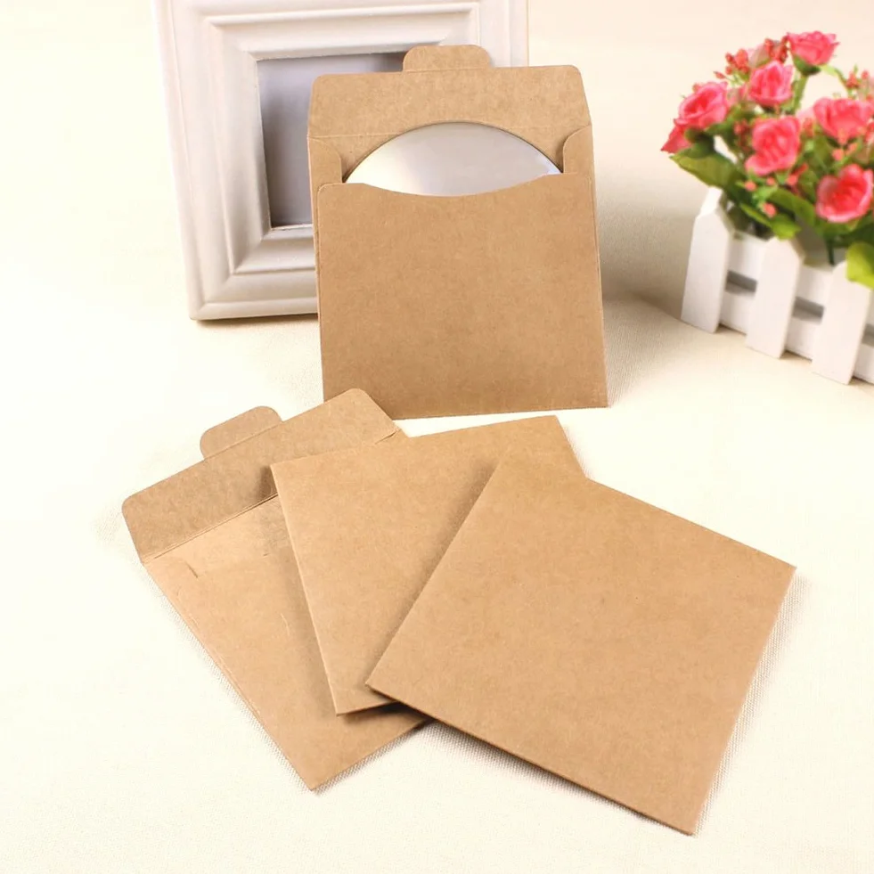 Buste vuote in carta kraft per CD e DVD, confezione da 30 pezzi, 12,5 x 12,5 cm