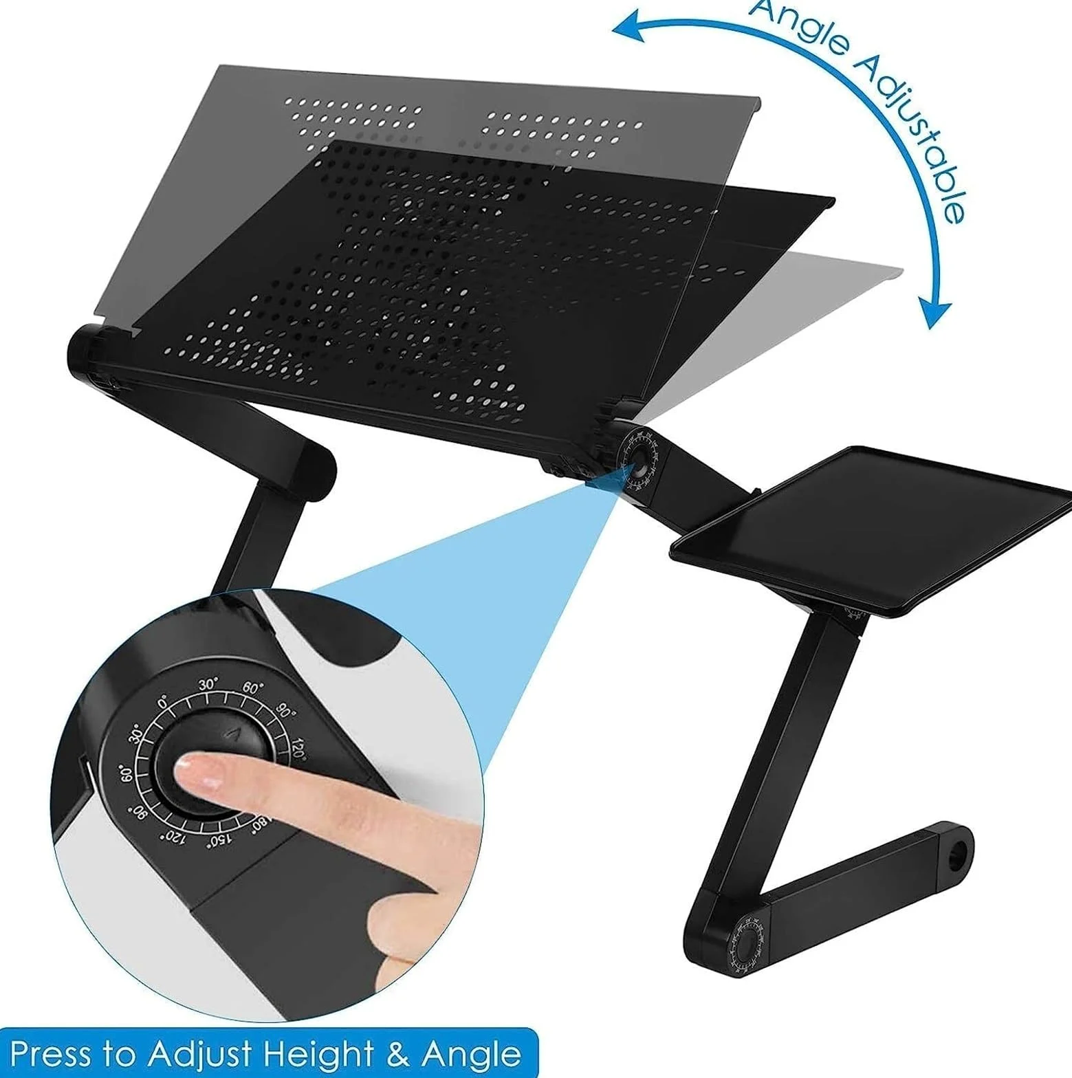 NAKEAH Supporto da Tavolo Regolabile for Laptop, Supporto for Workstation Portatile Portatile, scrivania ergonomica Pieghevole for Laptop da Ufficio in Lega di Alluminio