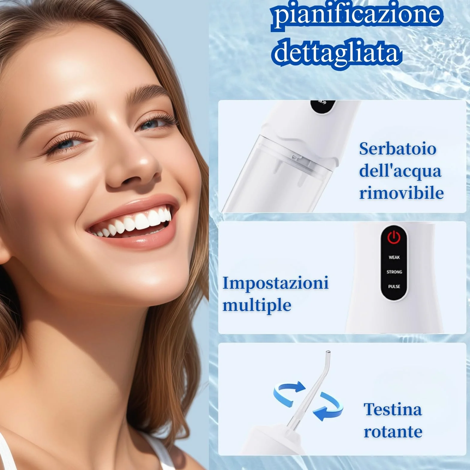 Water Flosser Irrigatore Orale Senza Fili Portatile Idropulsore Dentale 4 Düsen Wasserdicht Wiederaufladbar