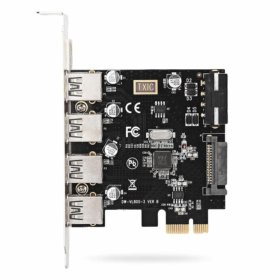 CY Scheda 4 Porte PCI-E a USB 3.0 HUB Adattatore di espansione PCI Express 5Gbps per scheda madre