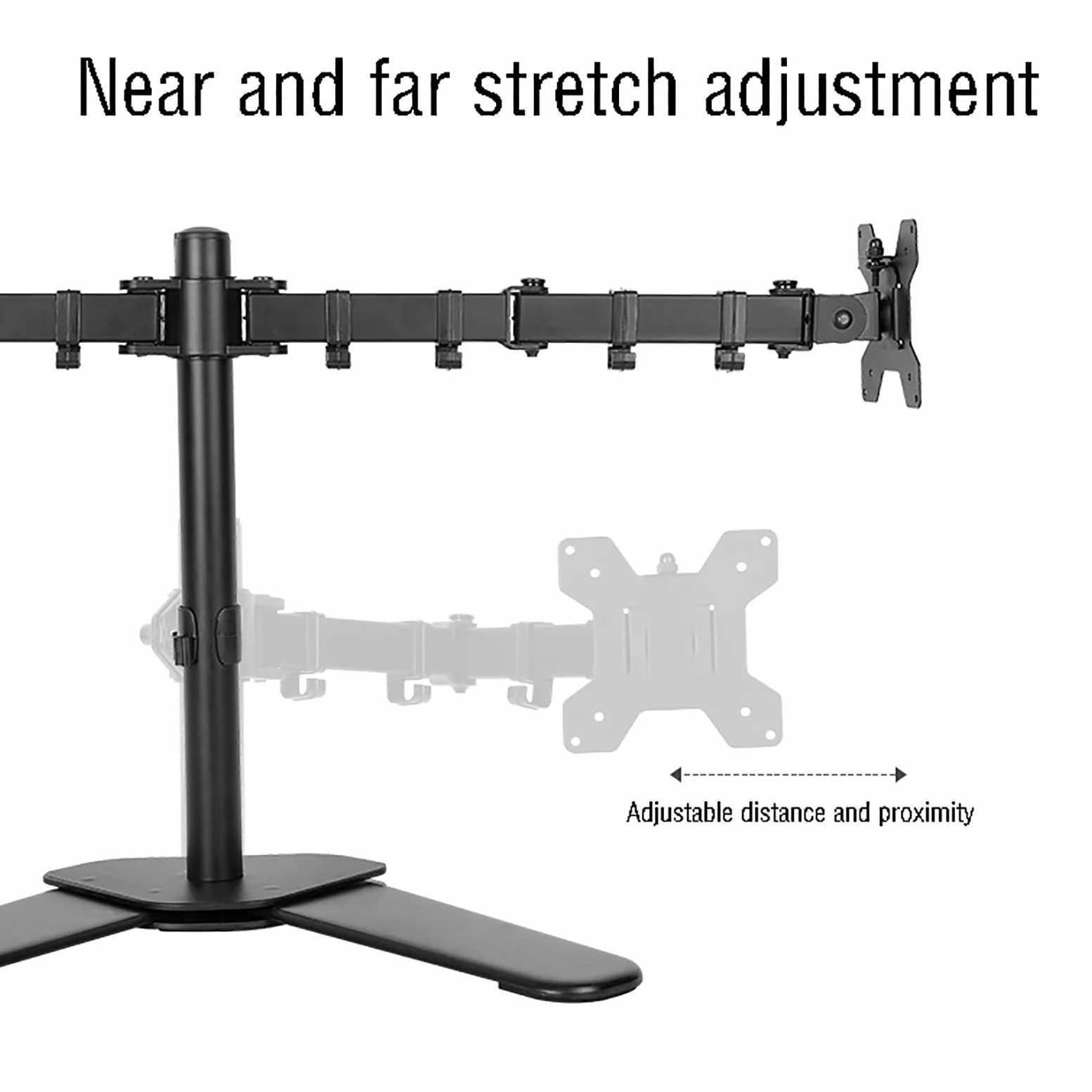 Supporto Doppio per Monitor, Compatibile con 2 Monitor da 10 A 27 Pollici, Altezza Regolabile, Girevole, Inclinabile, Ruotabile, Portata Massima 10 Kg/22 Libbre.