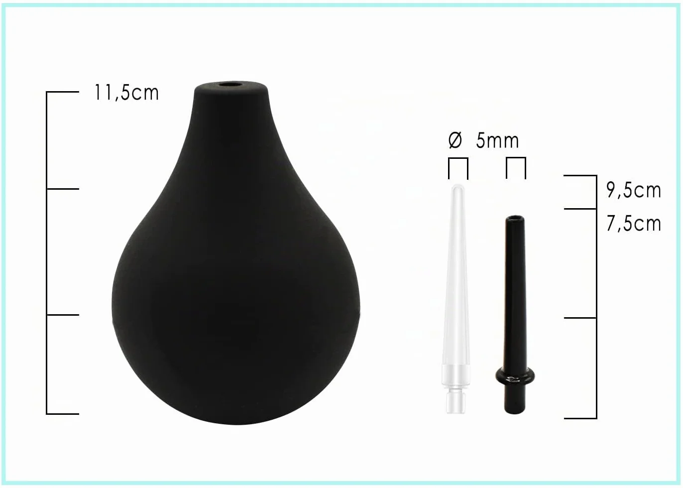 Clistere per Pulizia Intestino 225 ml – Peretta Rettale in Silicone Medico con 2 Cannule