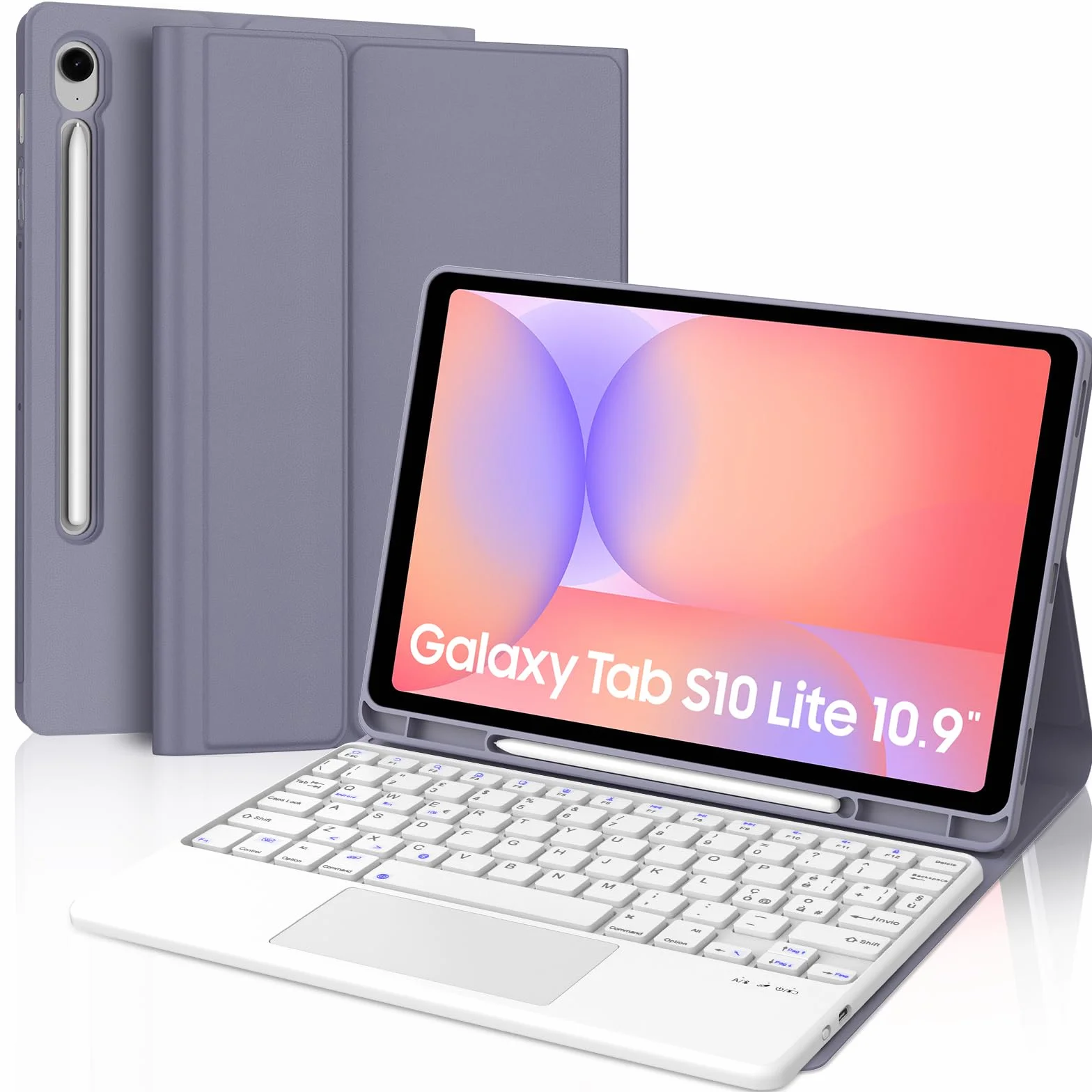 Custodia con Tastiera Bluetooth per Samsung Galaxy Tab S10 Lite 10,9" (2025), S10 FE (2025), S9 FE (2023), S9 11" (2023) - Tastiera Italiana con Trackpad Senza Retroilluminazione, Lavanda