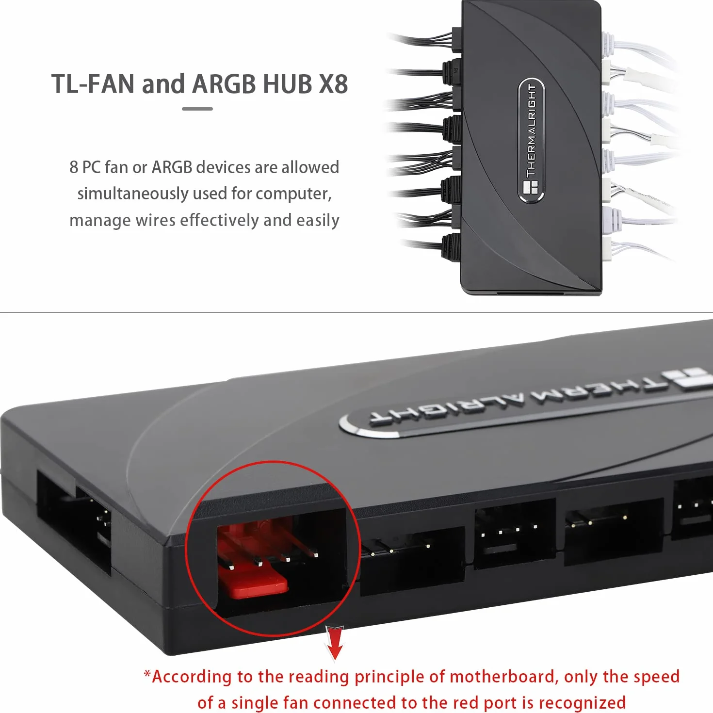 Thermalright ARGB Fan HUB Controller 8 Porte 3 Pin PC Fan Controller 5V