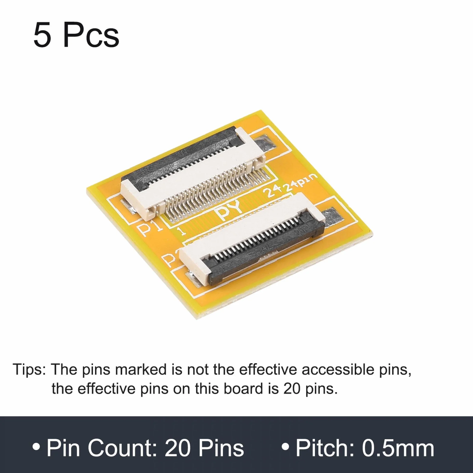 sourcing map FFC - Scheda di prolunga FPC PCB estendere con cerniera HDD Connettore 20 pin passo 0,5 mm singolo lato per stampante 3D LCD, DVD, TV, laptop, audio, confezione da 5
