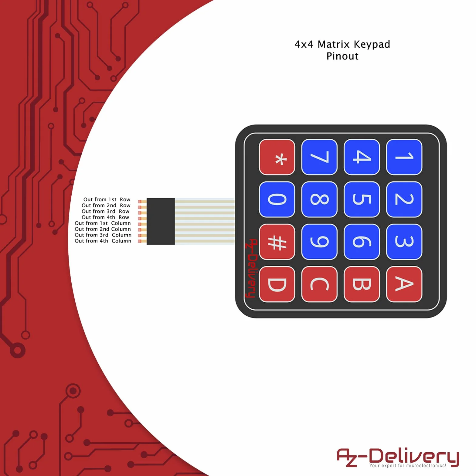 AZDelivery 4x4 Matrix Array Keypad Tastiera compatibile con Arduino