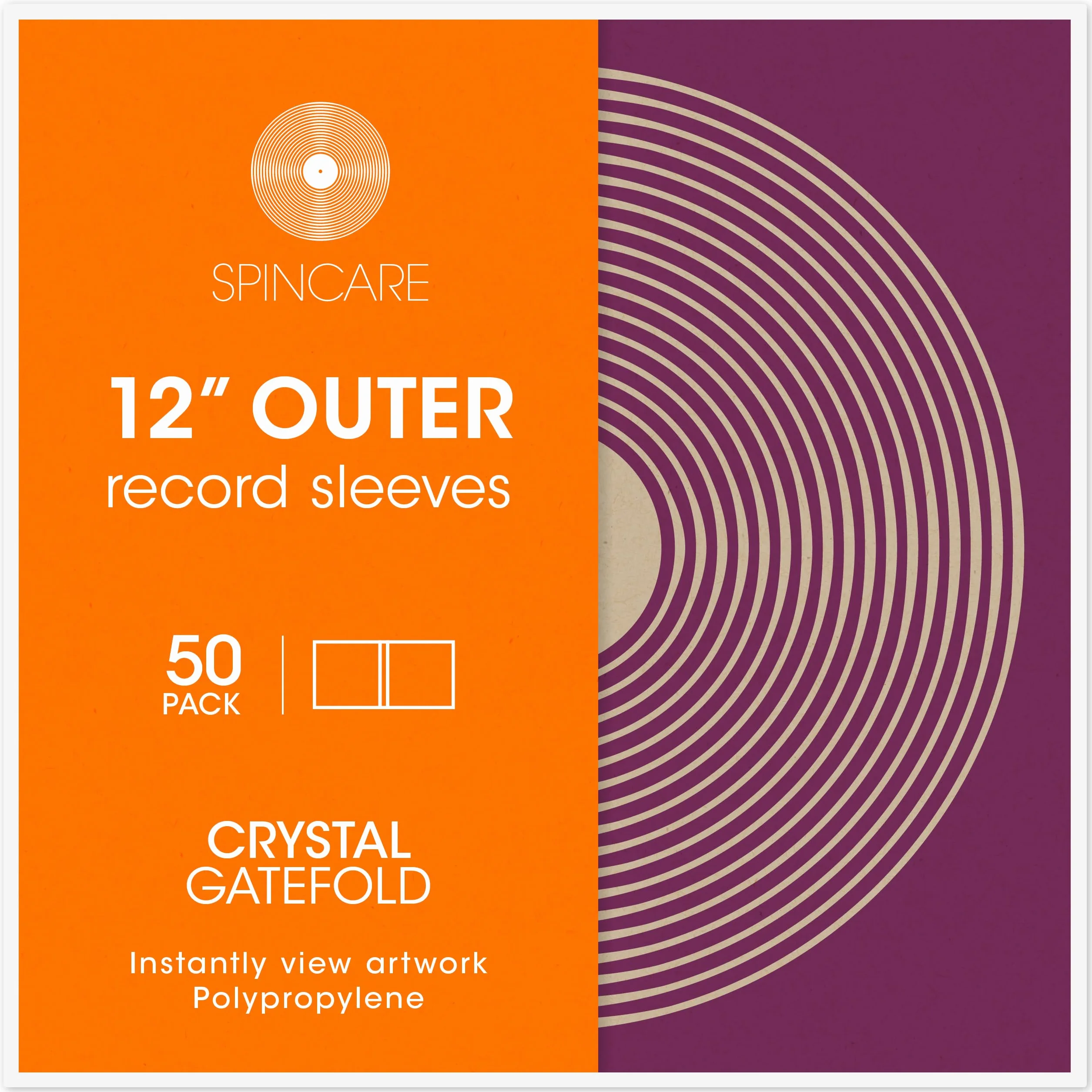 50x 33 Giri Buste Per Vinile GATEFOLD | CRYSTAL Trasparente Plastica Custodia Per Dischi Vinili Con Copertine Apribili | Per LP Singoli e Doppi
