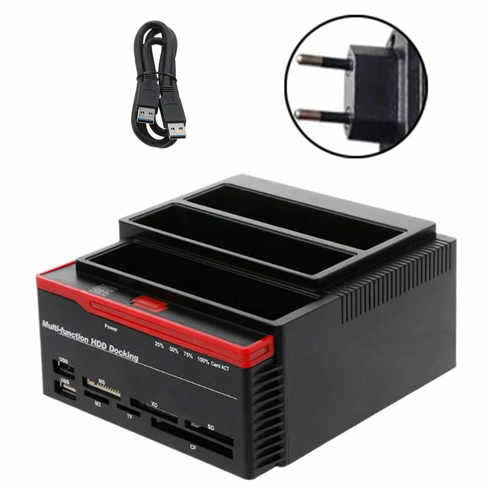 Stacja dokująca do klonowania dysków HDD 2.5" 3.5" SATA IDE z czytnikiem kart EU