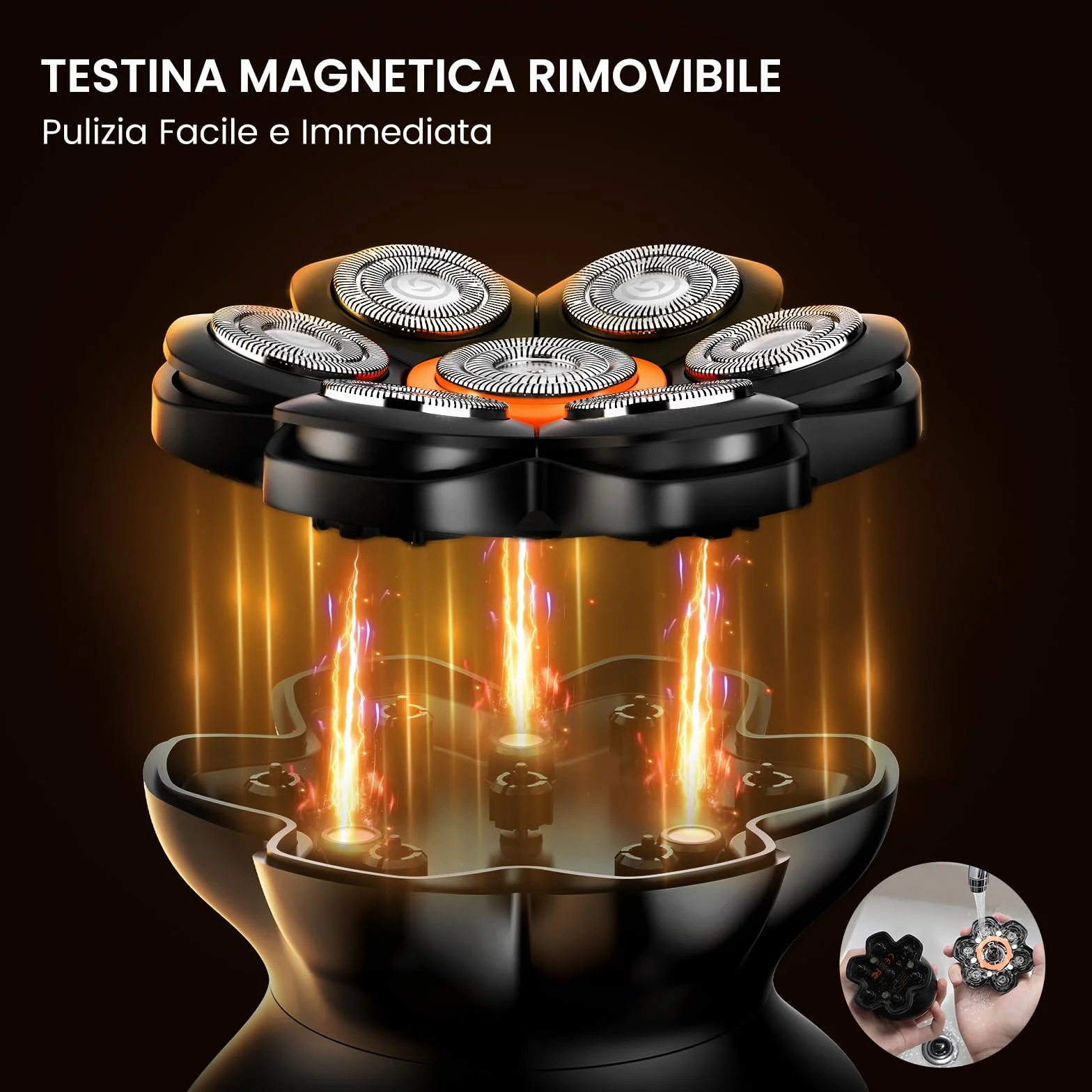 MAXGROOM 7D Rasoio Testa Calva Zero Assoluto 2 Velocità 7700&6600 Giri/Min, Rasoio Elettrico Uomo Impermeabile LED 120 Min