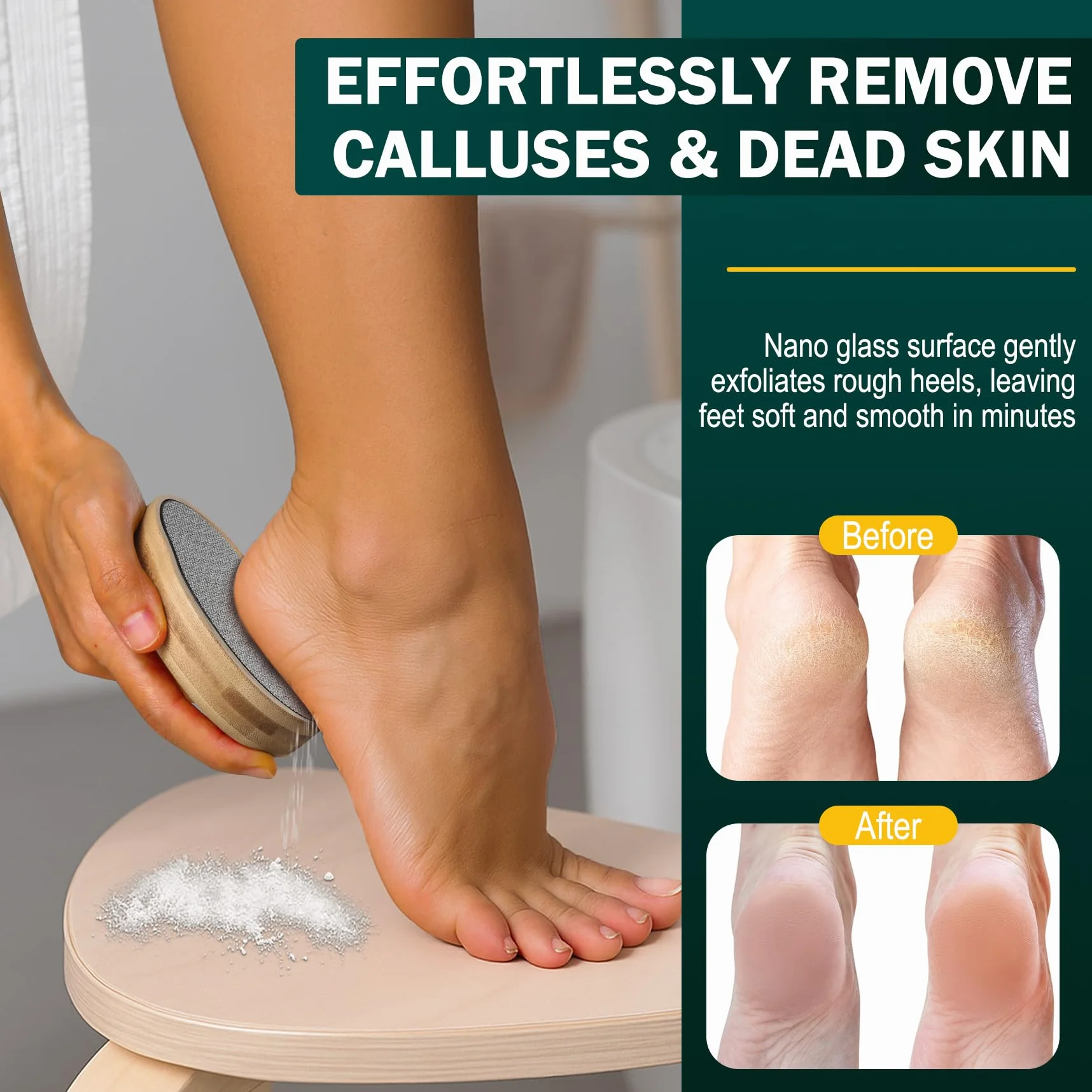 Raspa Piedi Professionale in Vetro Nano FVION Lima 2 in 1 Togli Calli Pelle Dura Callosa (Giallo)