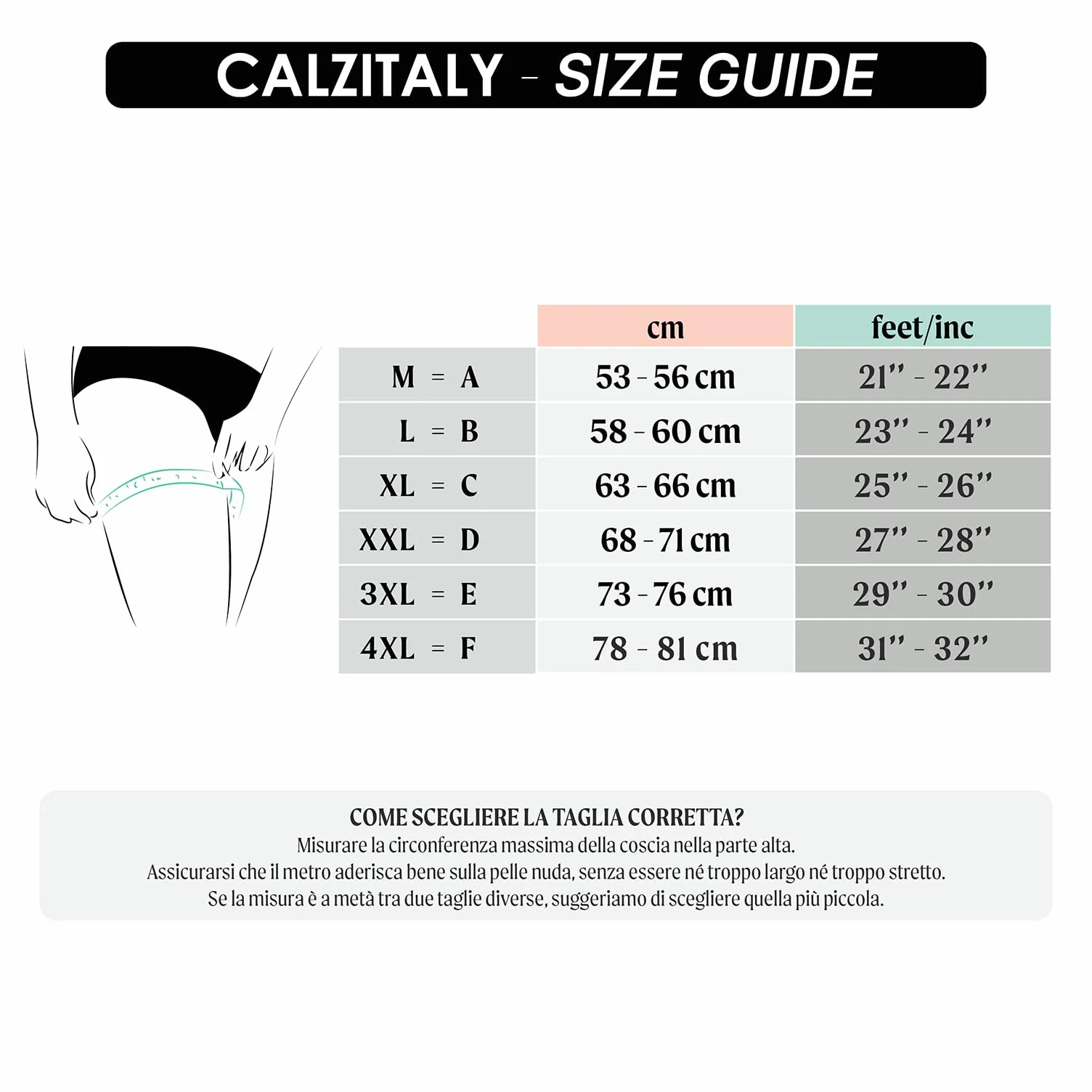 CALZITALY Bande Anti Sfregamento Lisce Fasce Elastiche per Cosce Curvy Nero Naturale Made in Italy