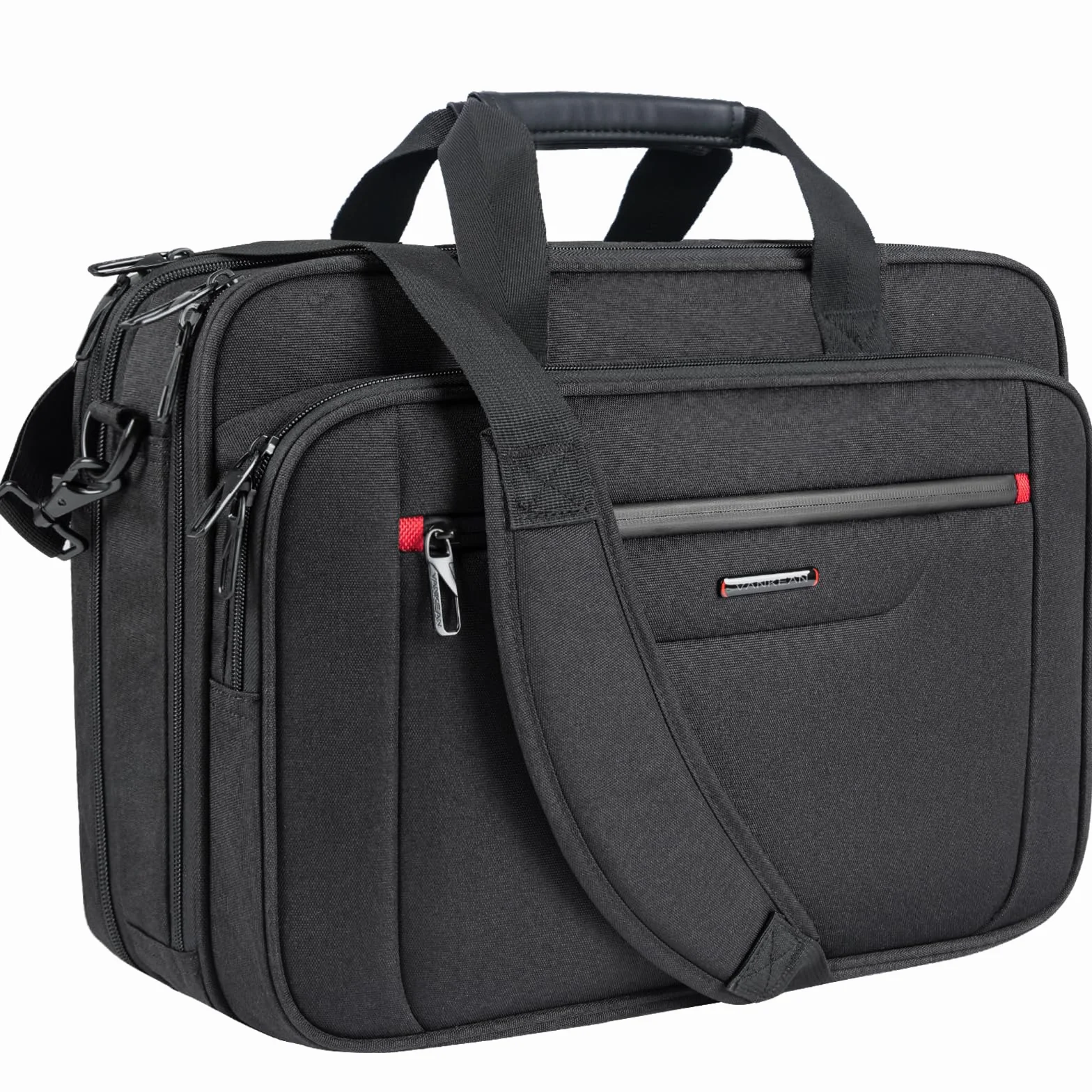VANKEAN Valigetta per Laptop Borsa per Laptop Premium Adatta fino a 17,3 Pollici Borsa a Tracolla per Laptop Borsa a Tracolla Idrorepellente espandibile per Borsa per Computer per Affari/Scuola-Nero
