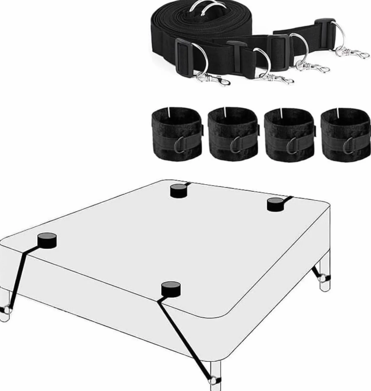 Adatto per Fissare Cinghie in Nylon in Camera da Letto, con Cinghie morbide e Regolabili per Polsi e Caviglie