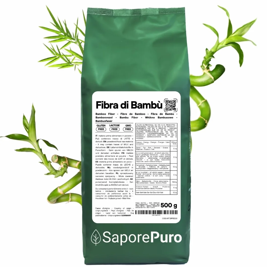SaporePuro Fibra di Bambù Alimentare 500 gr Farina a Basso Contenuto di Carboidrati