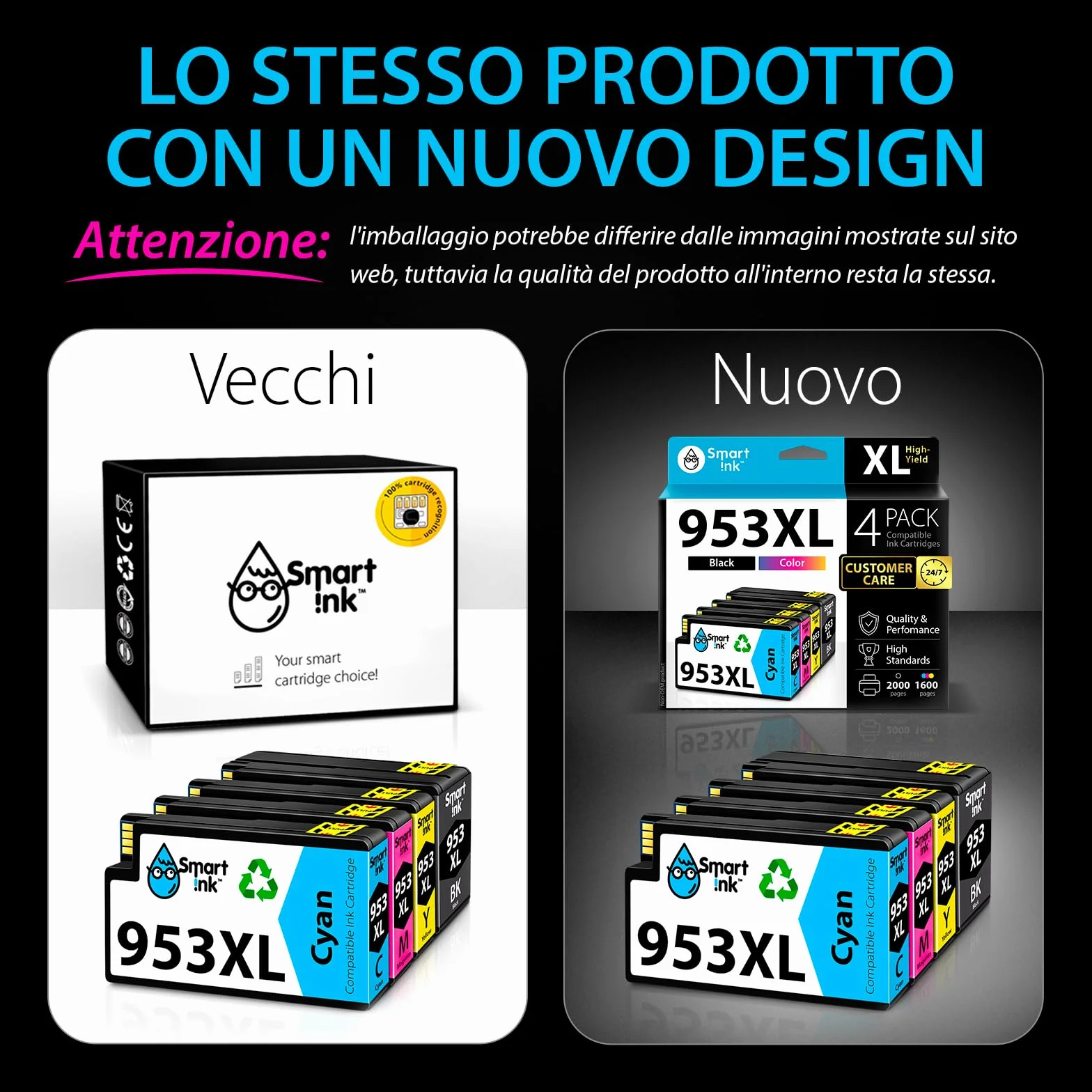Smart Ink Cartucce Compatibili per HP 953XL 953 (4 Pack) con tecnologia chip avanzata da utilizare su OfficeJet Pro 7720 7730 7740 8210 8700 8710 8720 8730 8734 8740 8743