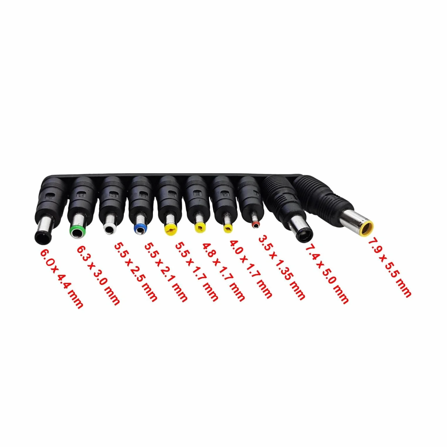 JZK 10x Universali adattatori alimentazione DC 3.5x1.35, 7.9x5.5, 7.4x5.0, 4.0x1.7, 4.8x1.7, 5.5x1.7, 5.5x2.1, 5.5x2.5, 6.3x3.0, 6.0x4.4 mm set connettori a barilotto per laptop, aspirapolvere