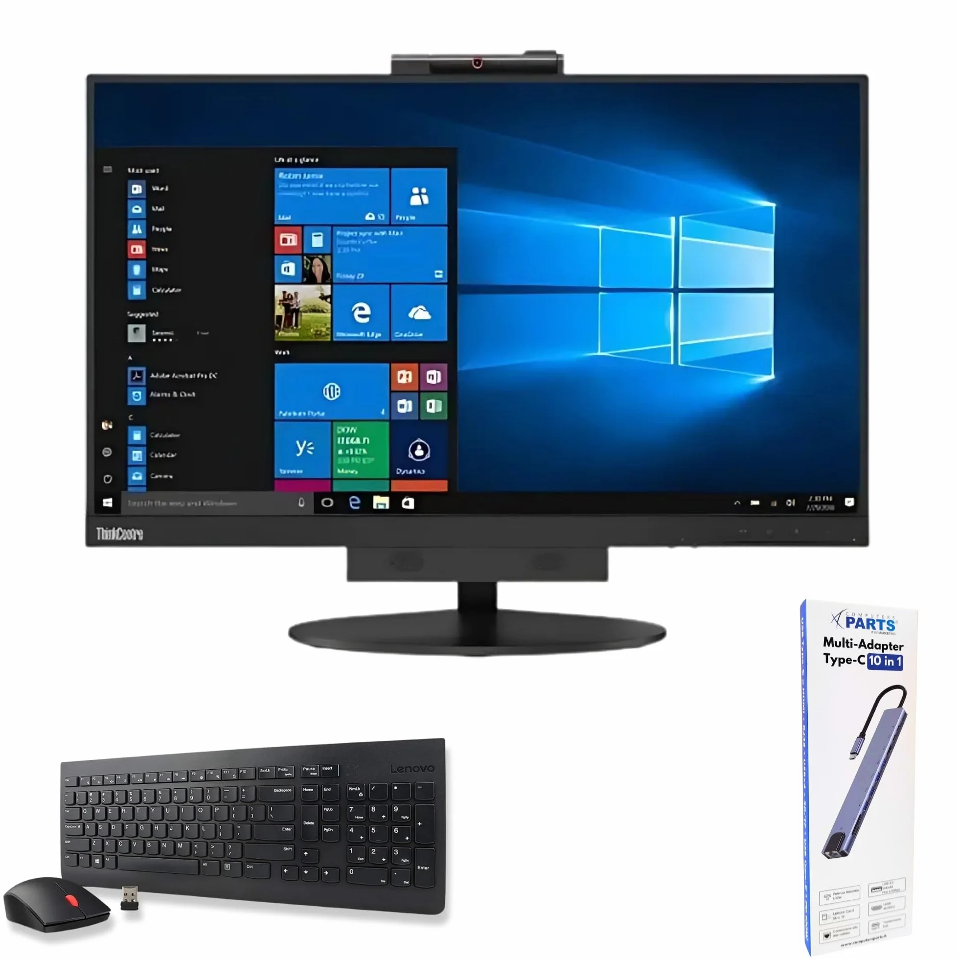 Lenovo ThinkCentre TIO24 24" Full HD All-in-One Intel Core i7 16GB 512GB SSD Docking Station 10-in-1 Webcam Win 11 Pro Ricondizionato