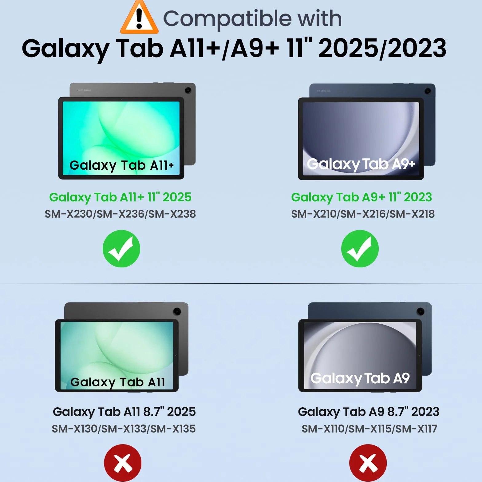 MoKo Custodia Protettiva per Samsung Galaxy Tab A11+ 11'' 2025 SM-X230/X236/X238 Tab A9+ 11'' 2023 SM-X210/X216/X218 TPU Pelle PU Sostegno Nero