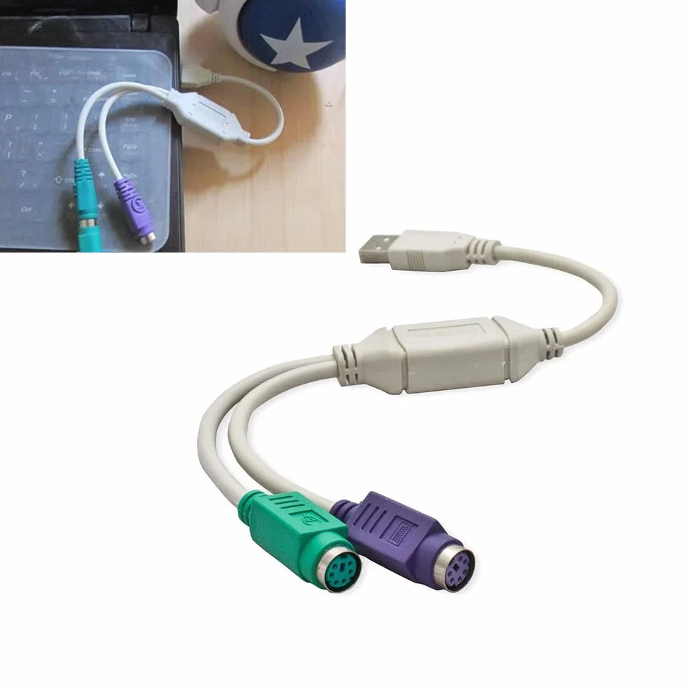 1 confezione di cavo adattatore convertitore da USB a doppia tastiera PS2 per PC portatile, cavo USB, convertitore, adattatore, da a PS/2, per laptop